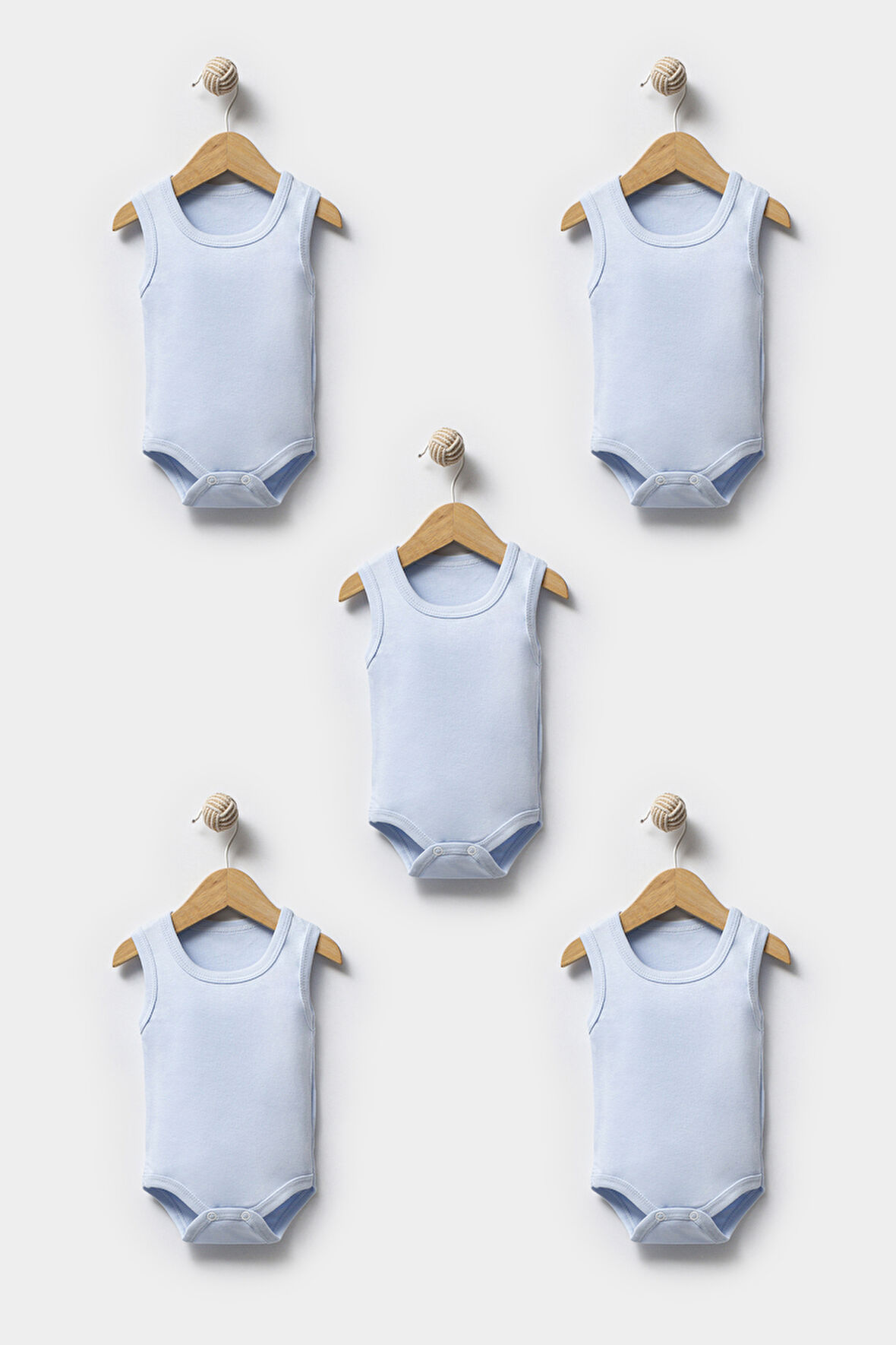 Bebek Basic Ribana Bisiklet Yaka 5'li Atlet Body %100 Pamuk