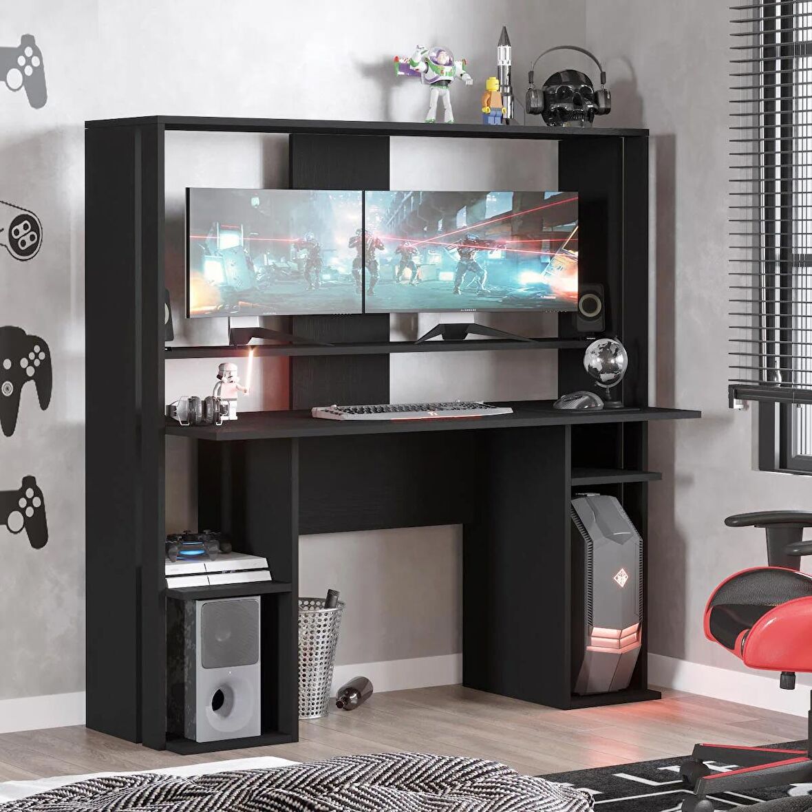 Robin Home Dragon Oyuncu Masası Gamer Masa Gaming Bilgisayar Masası Siyah