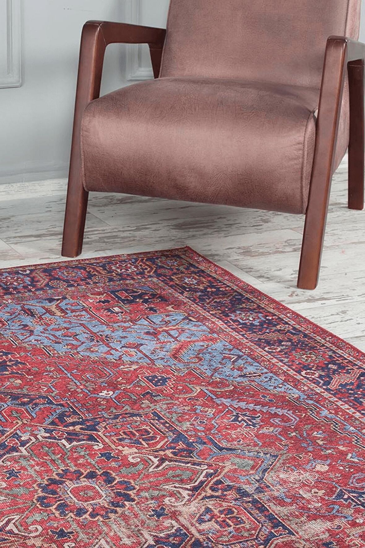 Artloop Vintage Blues Dekoratif Bordo Halı AL 162