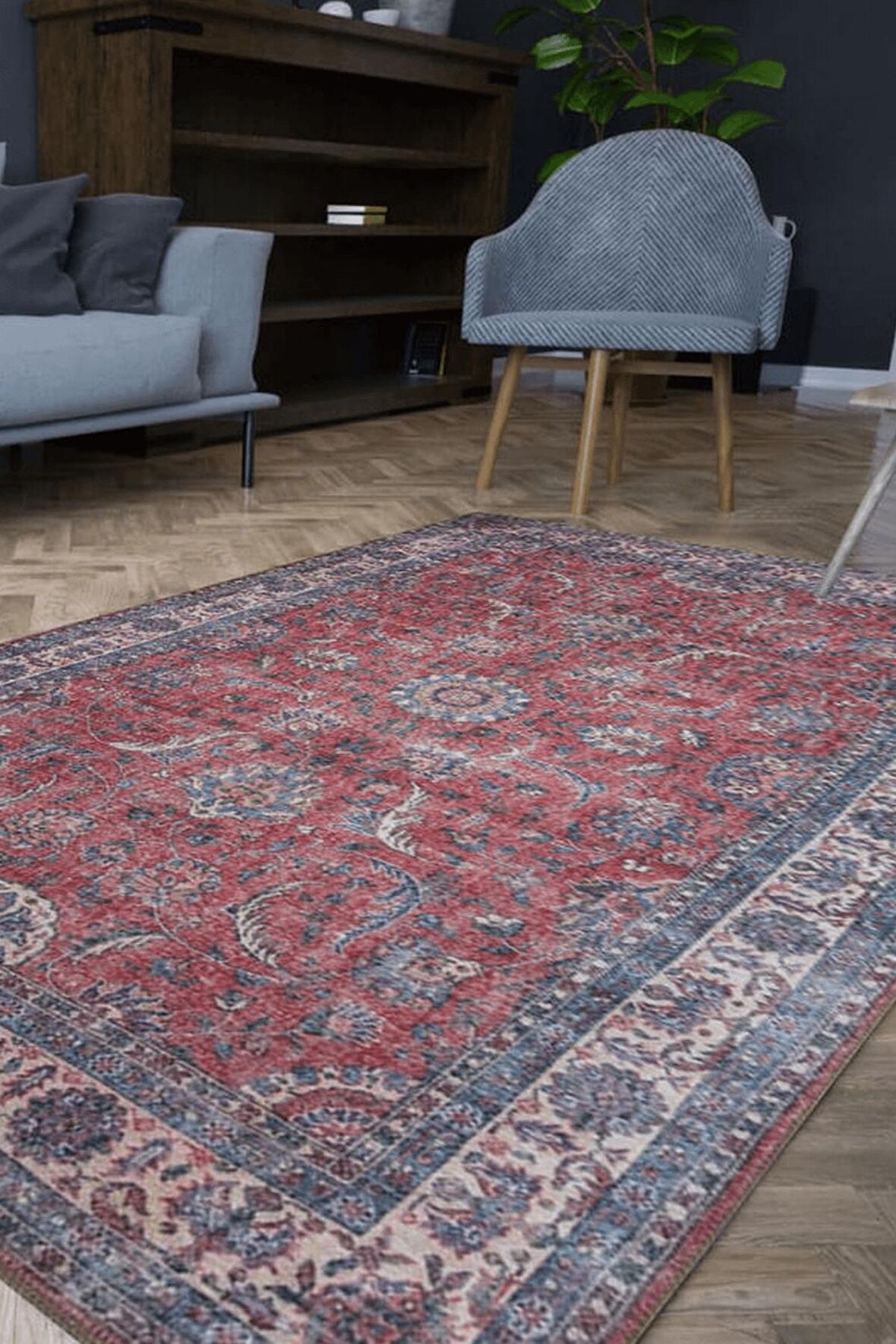 Artloop Vintage Blues Dekoratif Rustik Halı AL 84