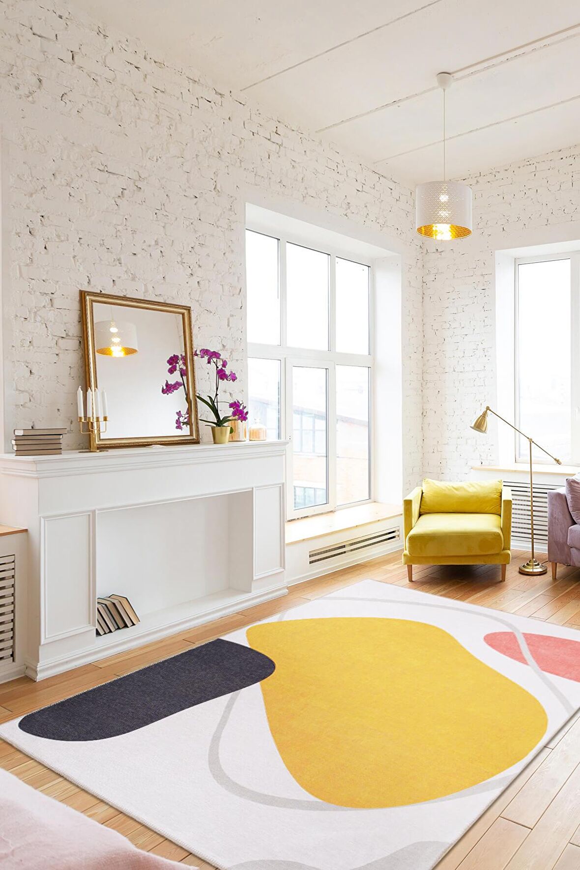 Artloop Funk Şönil Dokuma Pamuk Polyester Renkli Halı AL 405