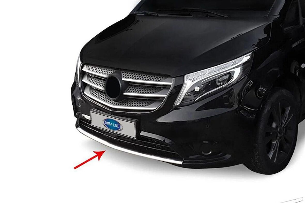 OMSA Mercedes Vito W447 Krom Ön Tampon Difüzör Çıtası 2014 ve Sonrası