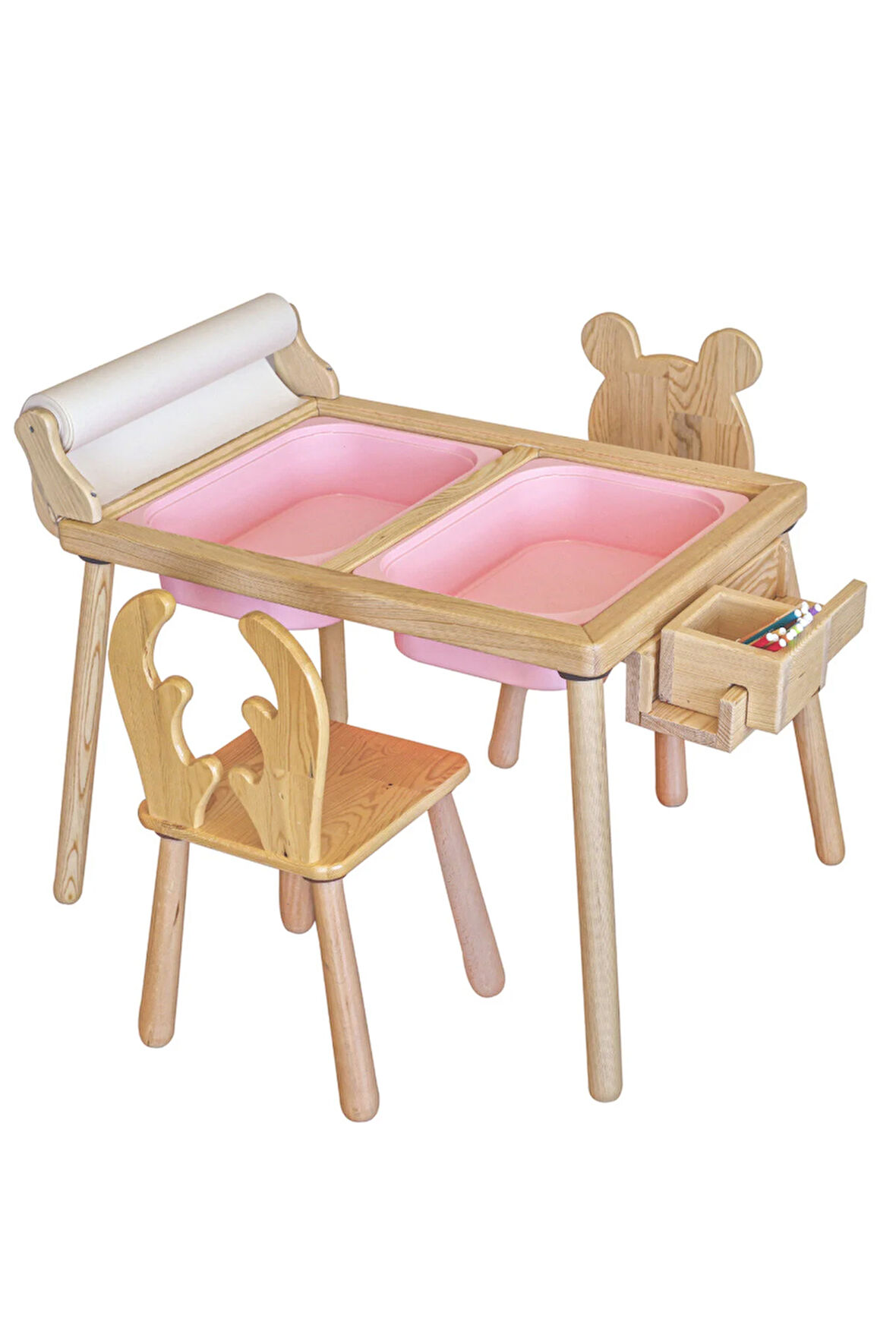 Rulo Aparatlı Duyusal Etkinlik Masası + 2 Sandalye