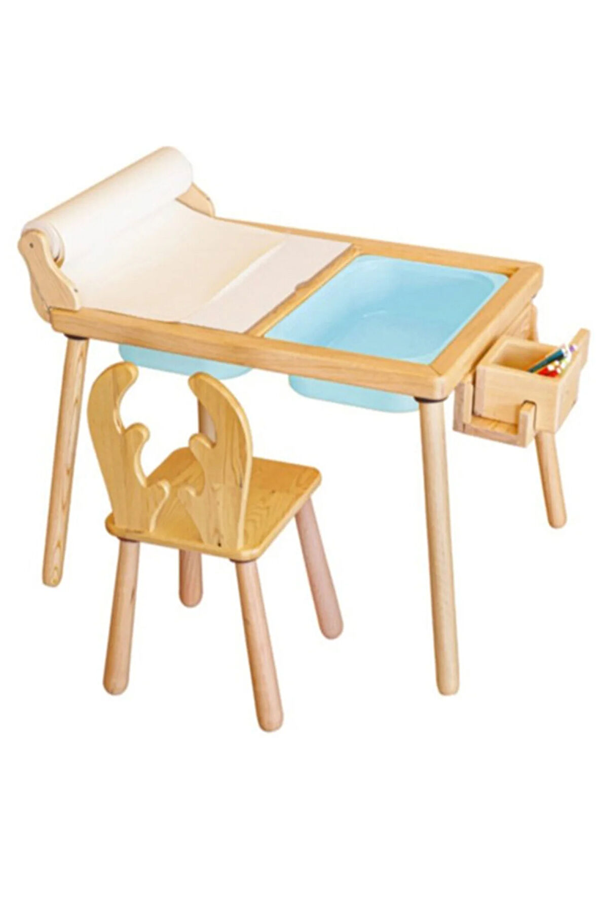 Rulo Aparatlı Duyusal Etkinlik Masası + 1 Sandalye