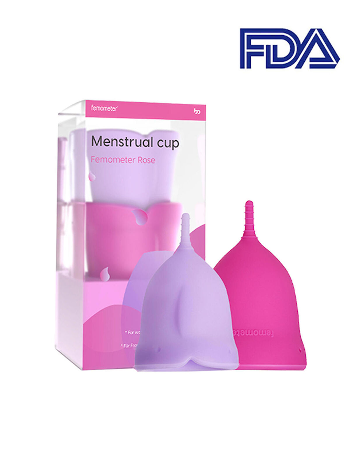 femometer® Rose 2'li Adet Kabı-Regl Kabı-Medikal Sınıf Silikon Menstrual Cup-Tampon (A + B Ebat)