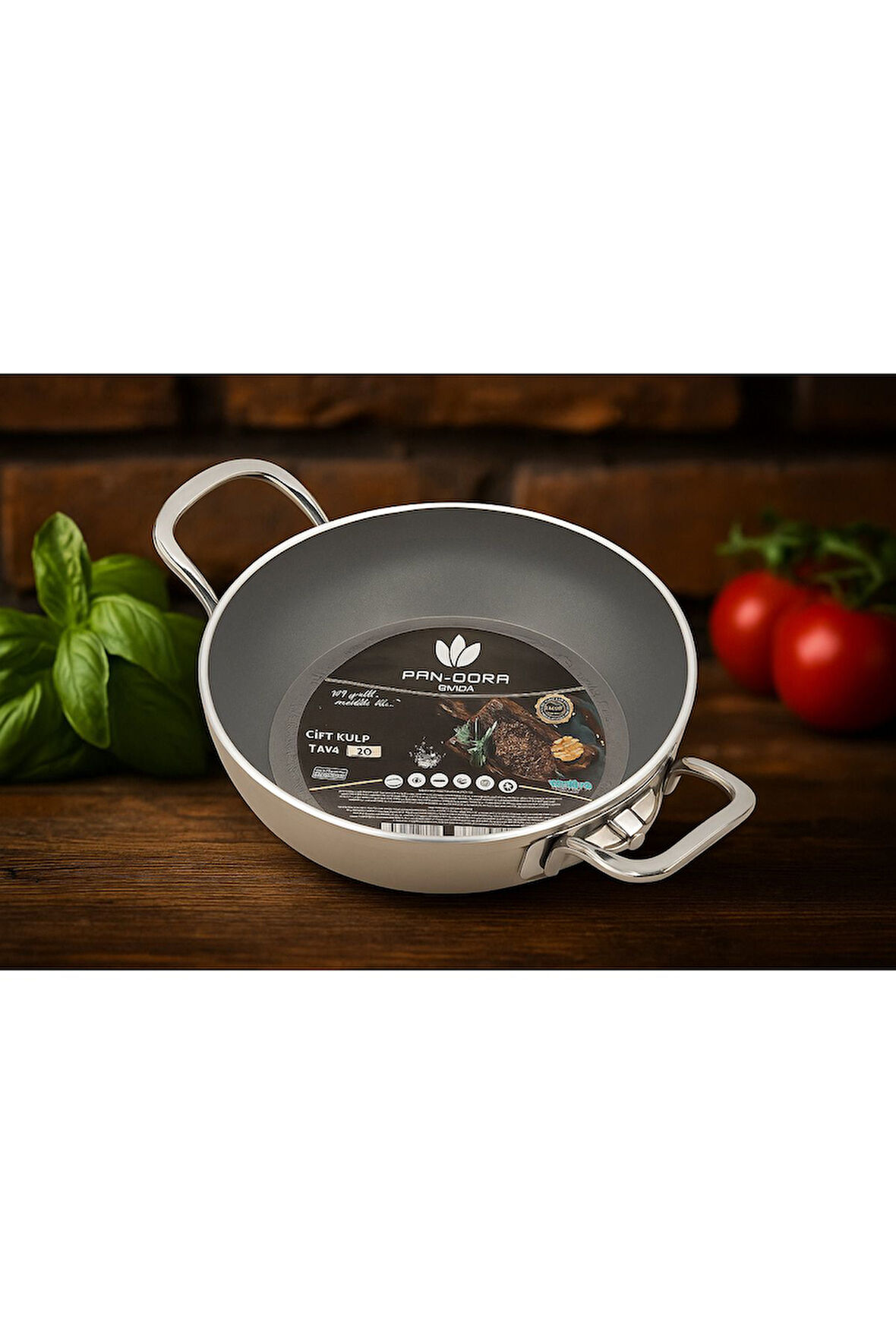 Pan-Dora Evinda 20 cm Kristal Döküm Sahan - Döküm Granit , Yanmaz-Yapışmaz , Darbelere Dayanıklı