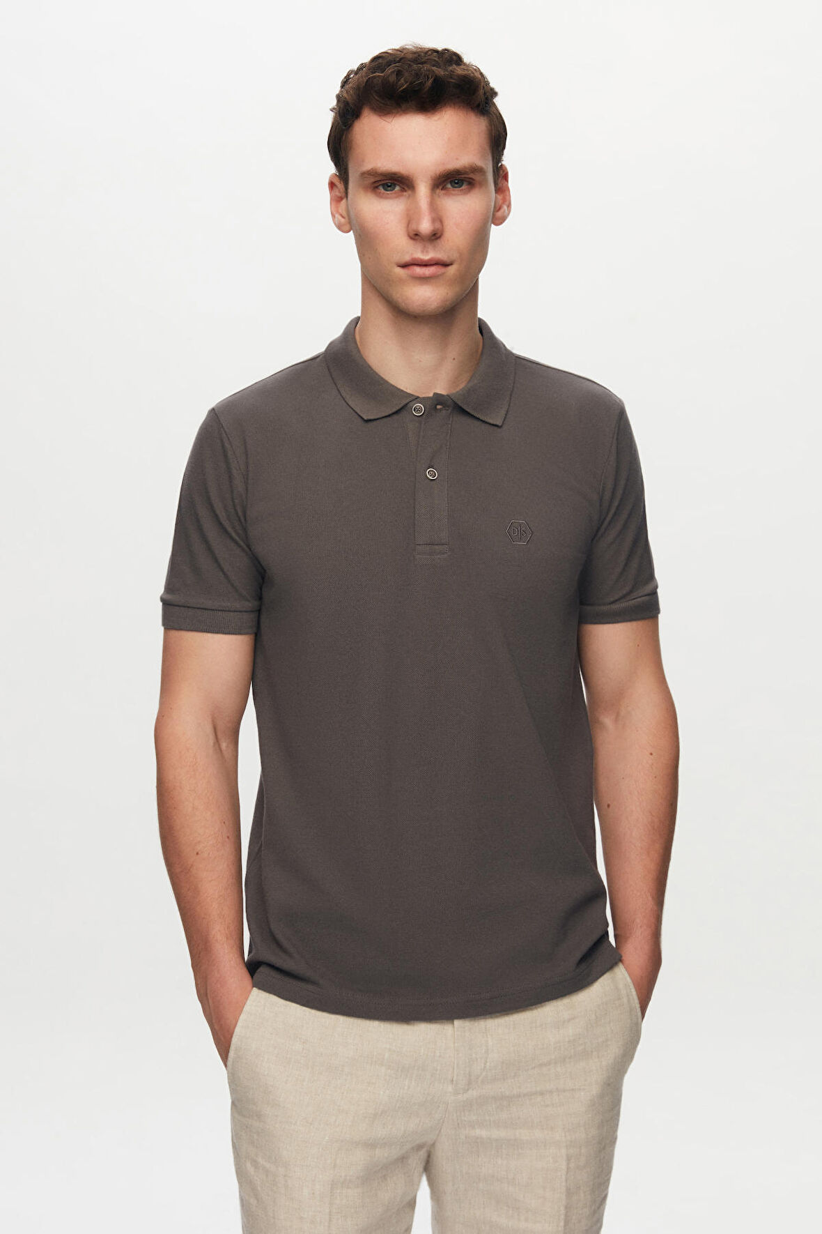 Ds Damat Regular Fit Antrasit %100 Pamuk Polo Yaka T-shirt