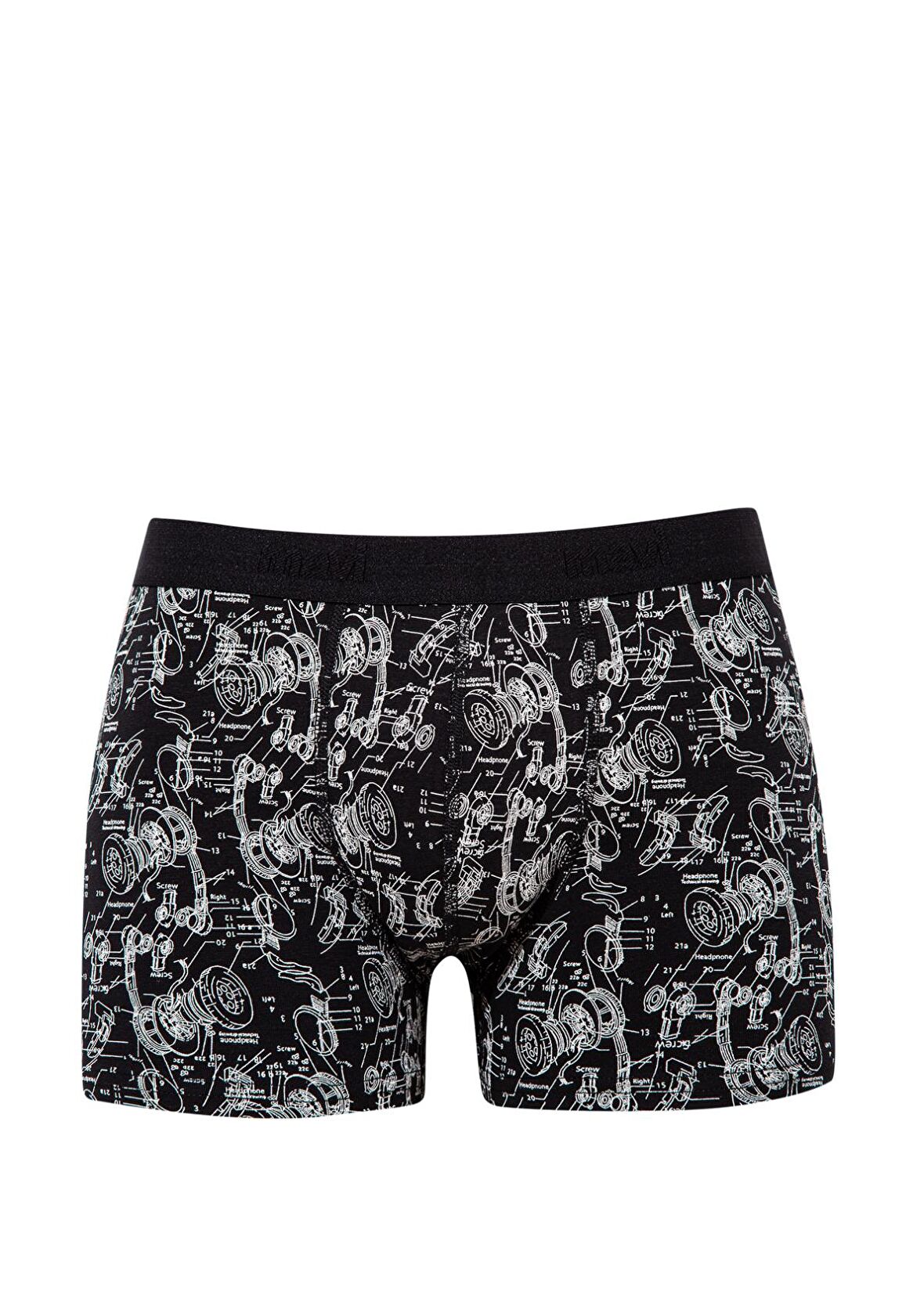 Mavi Desenli Siyah Boxer 092070-900