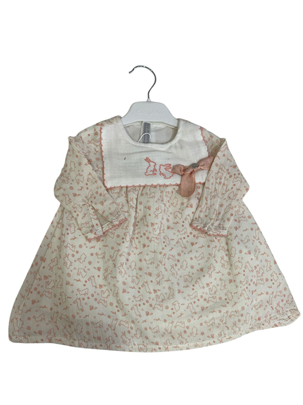Babydoll Elbise Babydola Ekru - Koyu Gül Asortili