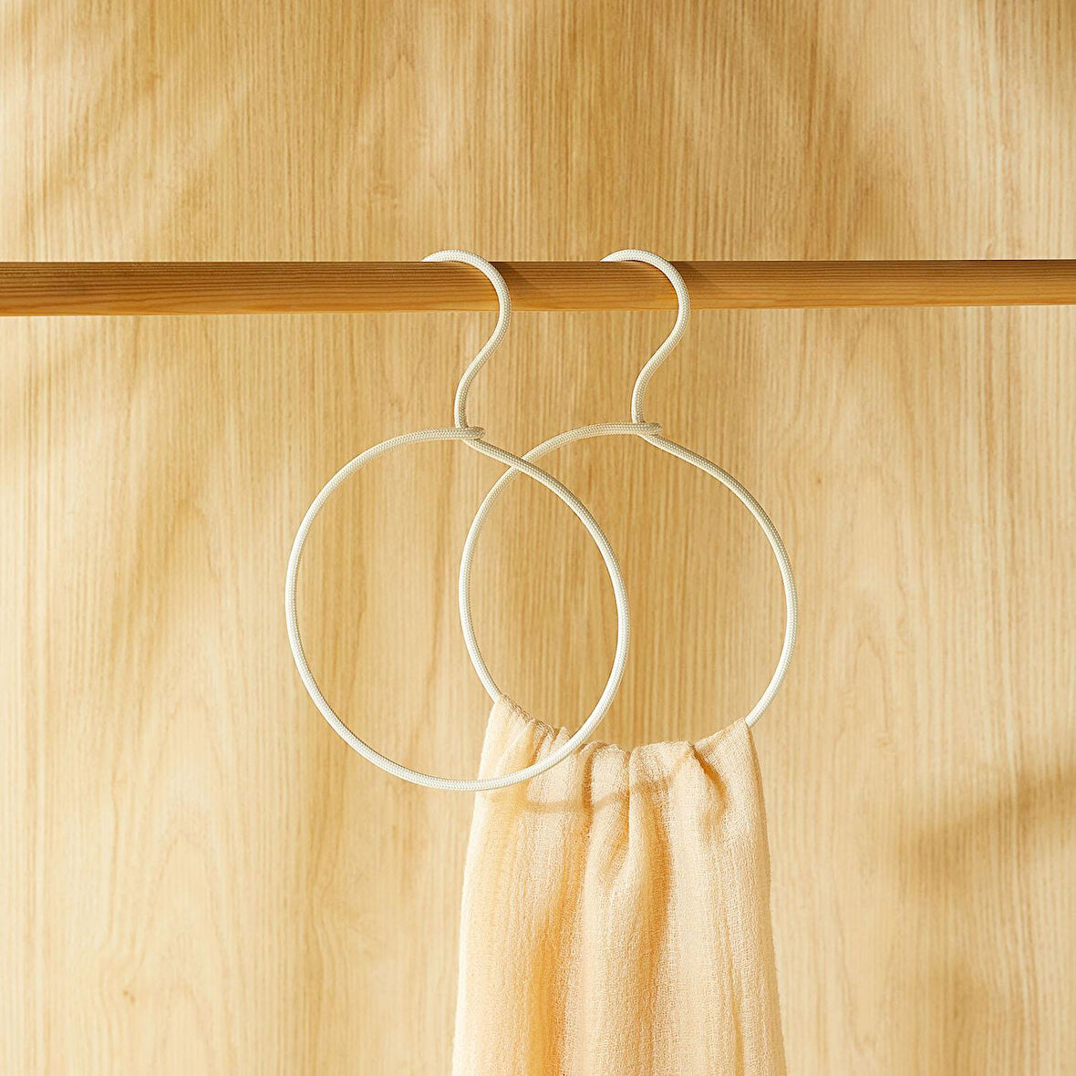 Ocean Home Textile 2'li Halka Ekru Renk Kumaş Kaplı Metal Aksesuar Askısı 24.5 x 16 x 0.5 cm
