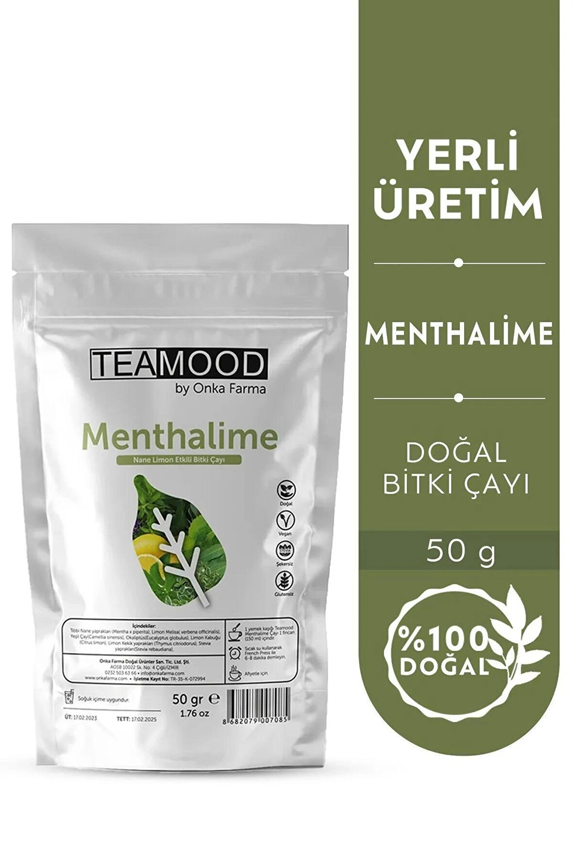 TEAMOOD Menthalime Bitki Çayı -  Nane Limon Etkili Bitki Çayı - 50 gr