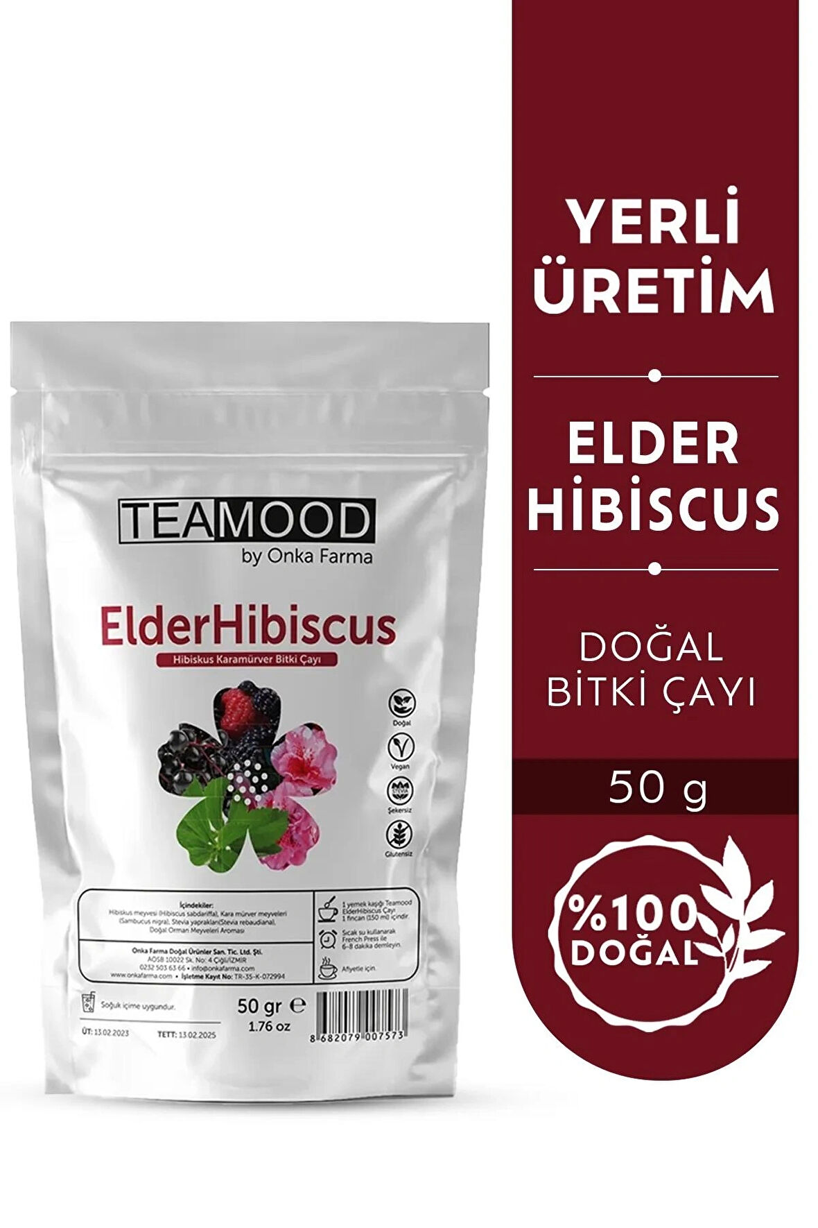 TEAMOOD Elder Hibiscus Çayı - Hibiskus Karamürver Bitki Çayı - 50 gr