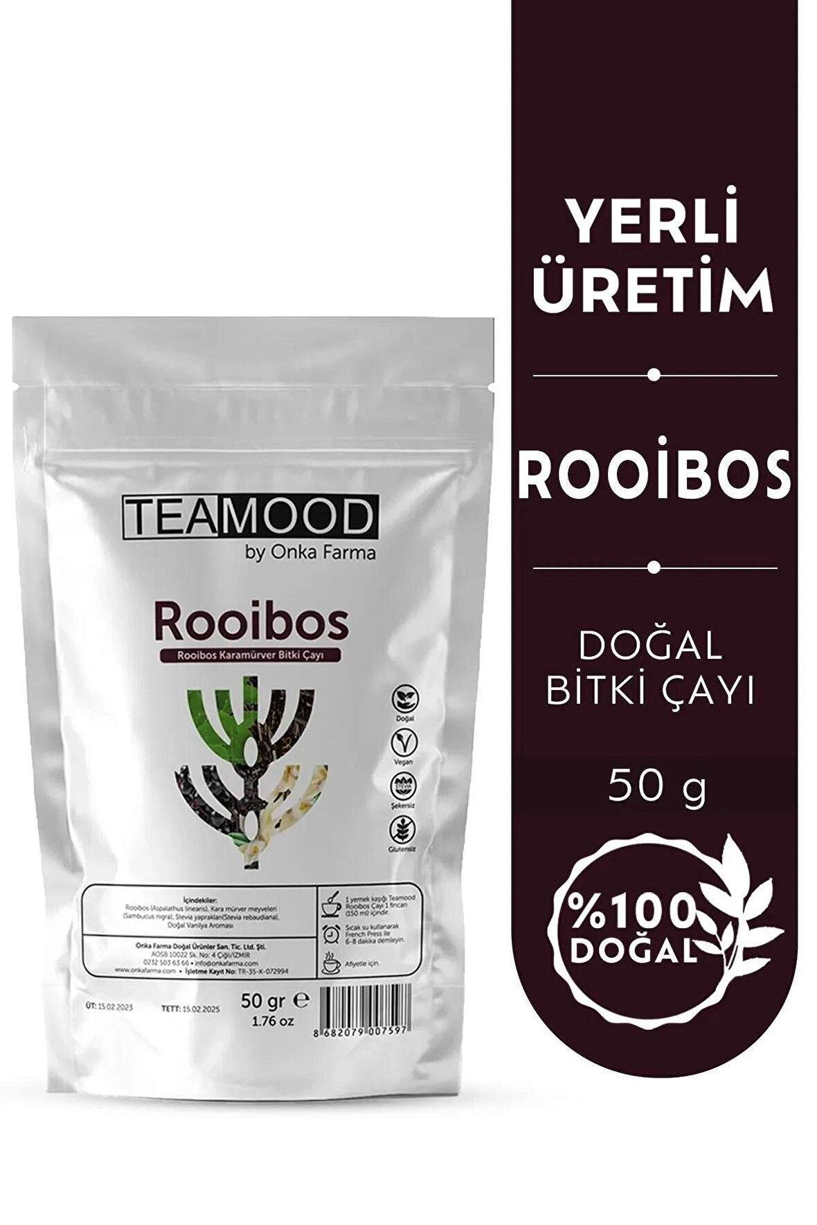 TEAMOOD Rooibos Bitki Çayı -  Rooibos Karamürver Bitkisel Çayı - 50 gr