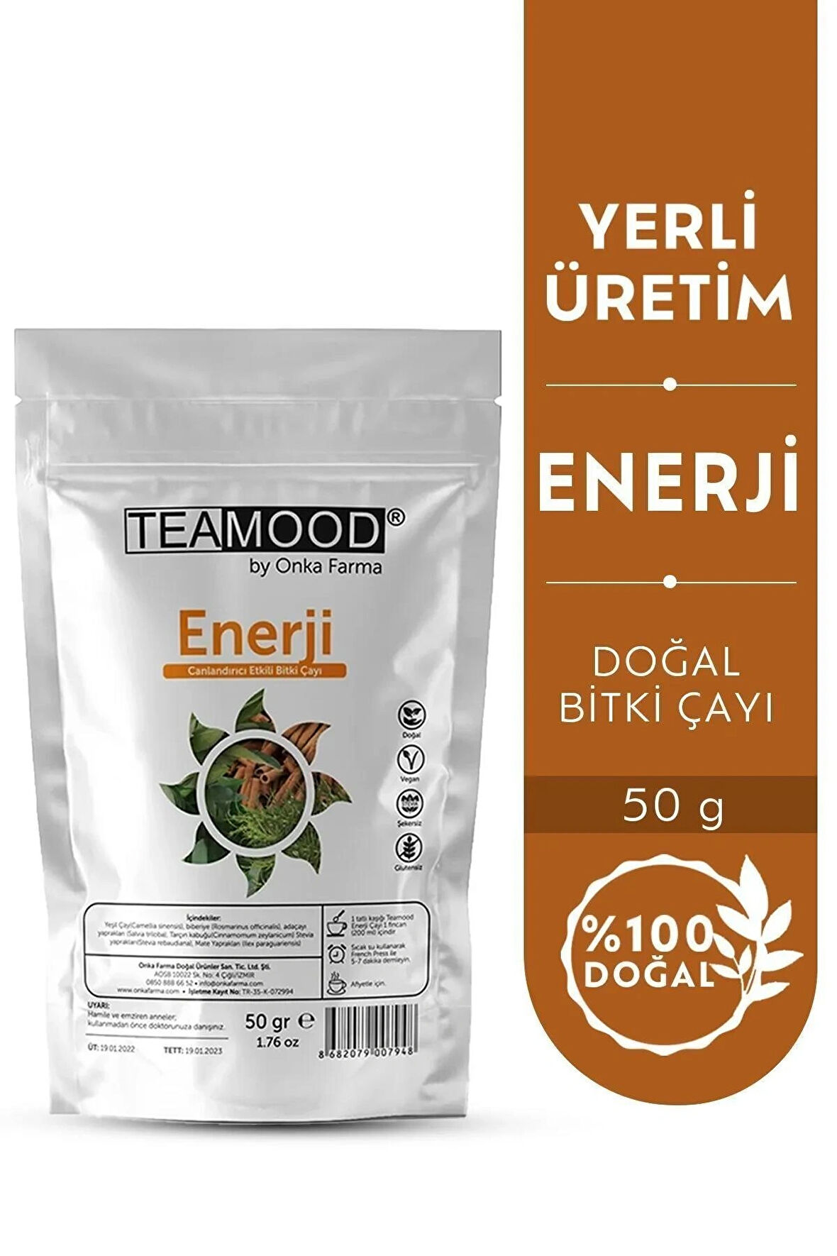 TEAMOOD Enerji Çayı - Şekersiz Doğal Bitki Çayı - 50 Gr