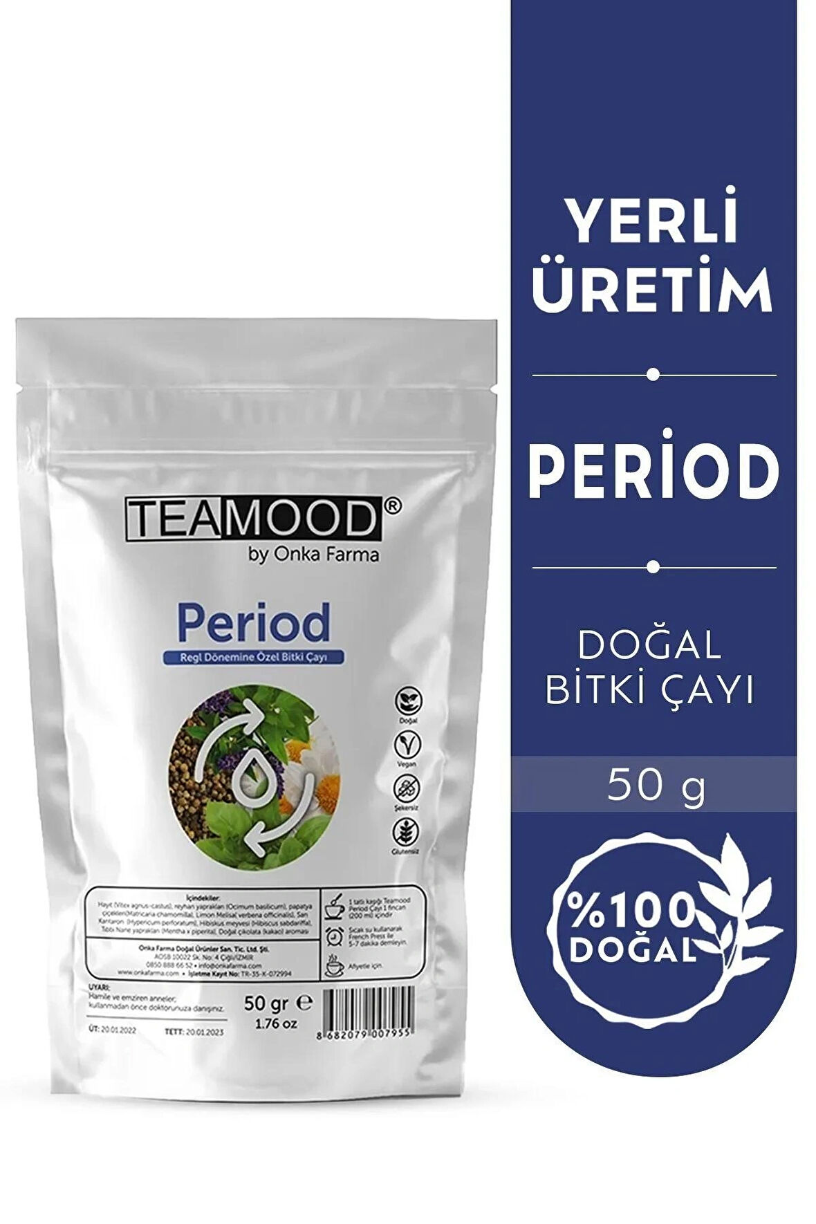 TEAMOOD Regl Period Çayı - PMS Adet Regl Dönemine Özel Şekersiz Doğal Bitki Çayı - 50 Gr