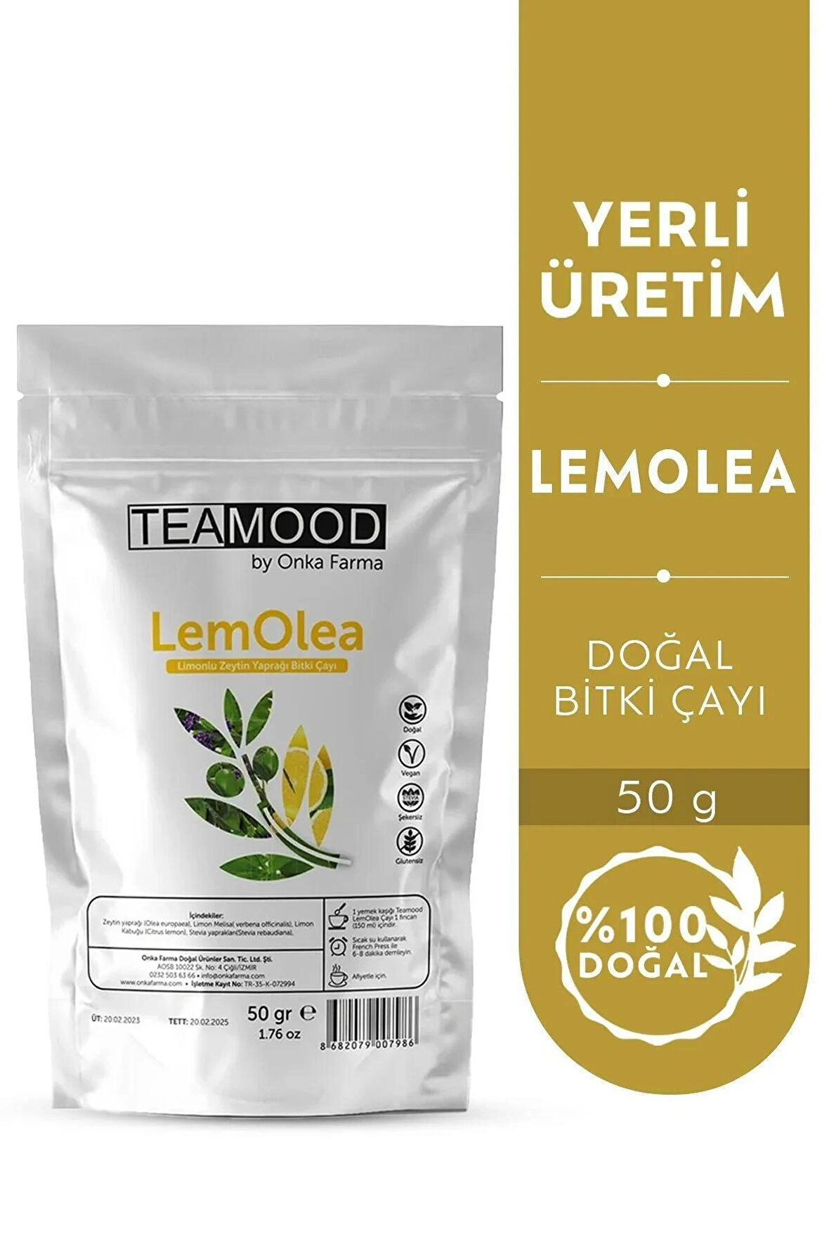 TEAMOOD LemOlea Bitki Çayı - Limonlu Zeytin Yaprağı Bitki Çayı -  50 gr