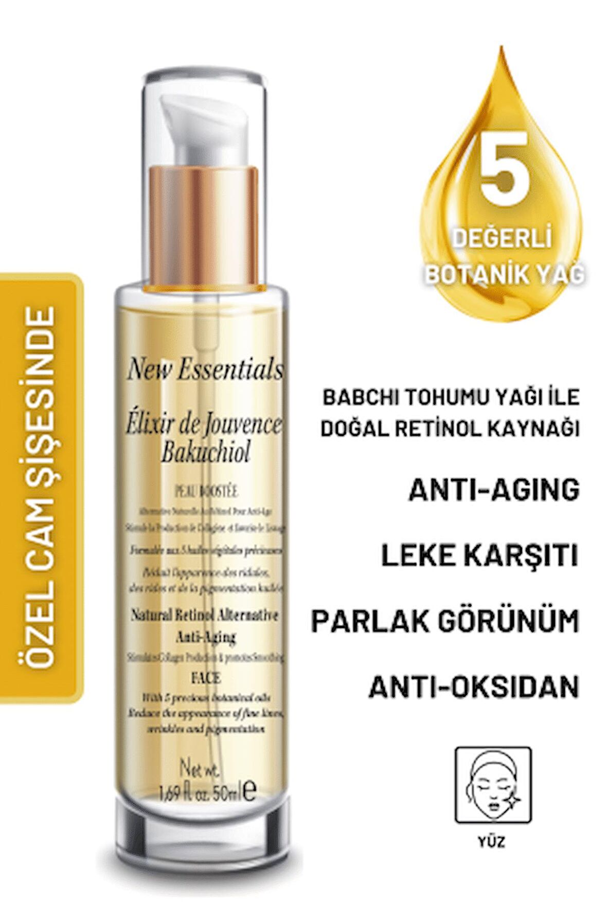 Nemlendirici ve Anti-Aging Etkili Gece Cilt Bakım Yağı (Doğal Retinol+Squalane)-50 ml