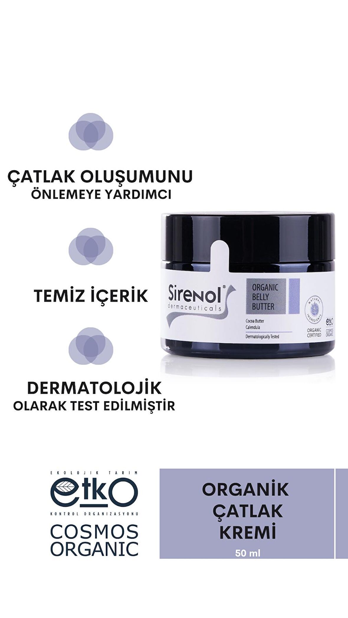 Sirenol Organik Çatlak Karşıtı Krem 50 mL