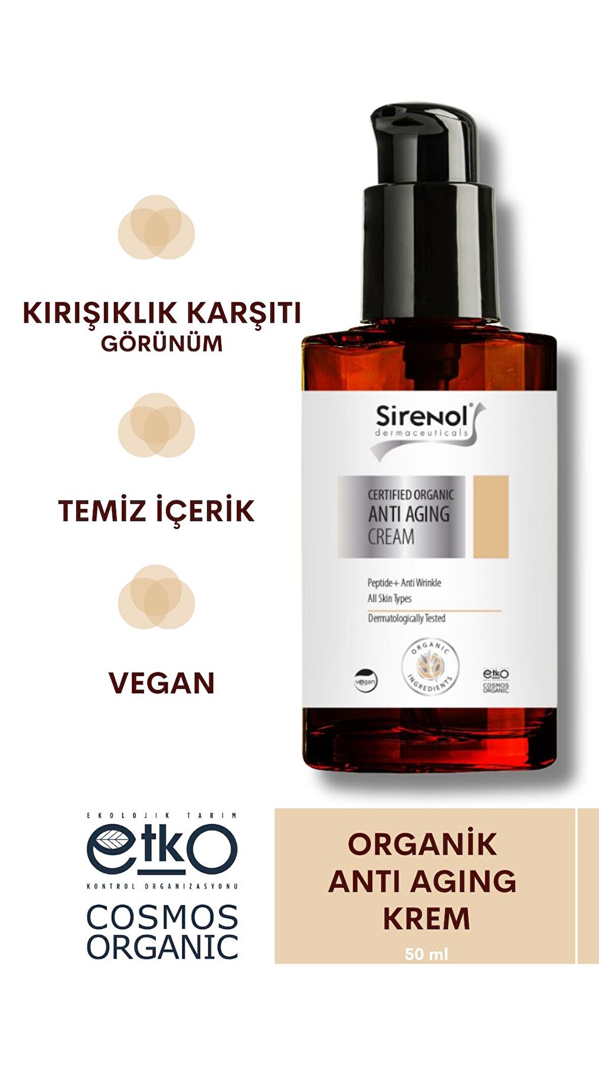 Sirenol Organik Sertifikalı Anti Aging Yüz Kremi 50 mL