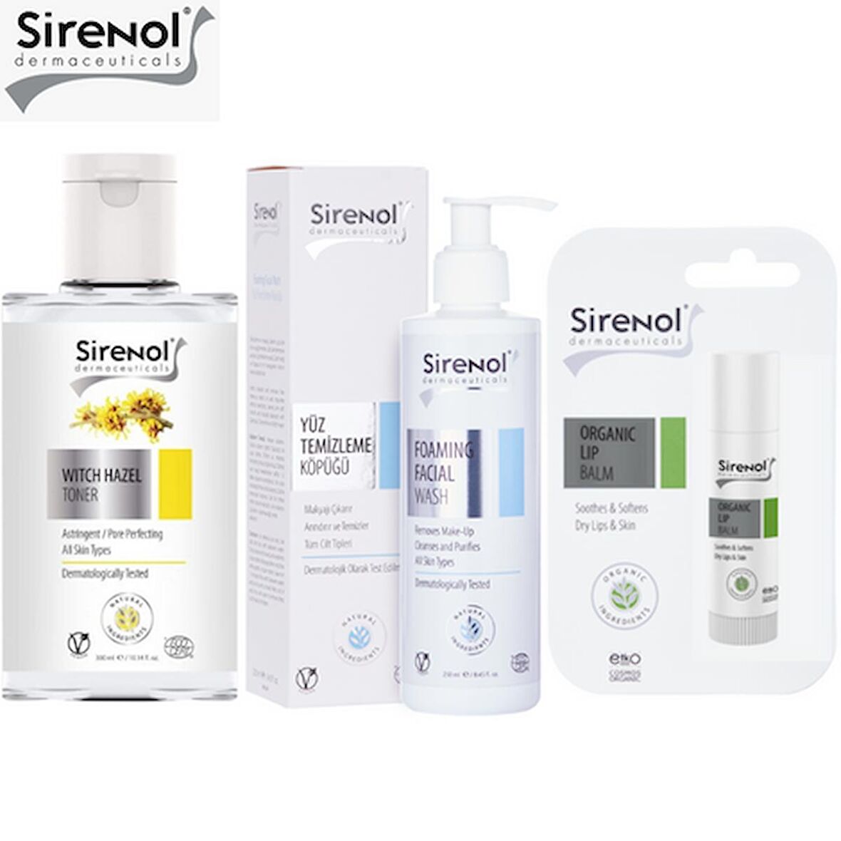 Sirenol Natural Cadı Fındığı Yüz Temizleme Seti 300mL / 250mL / 5mL