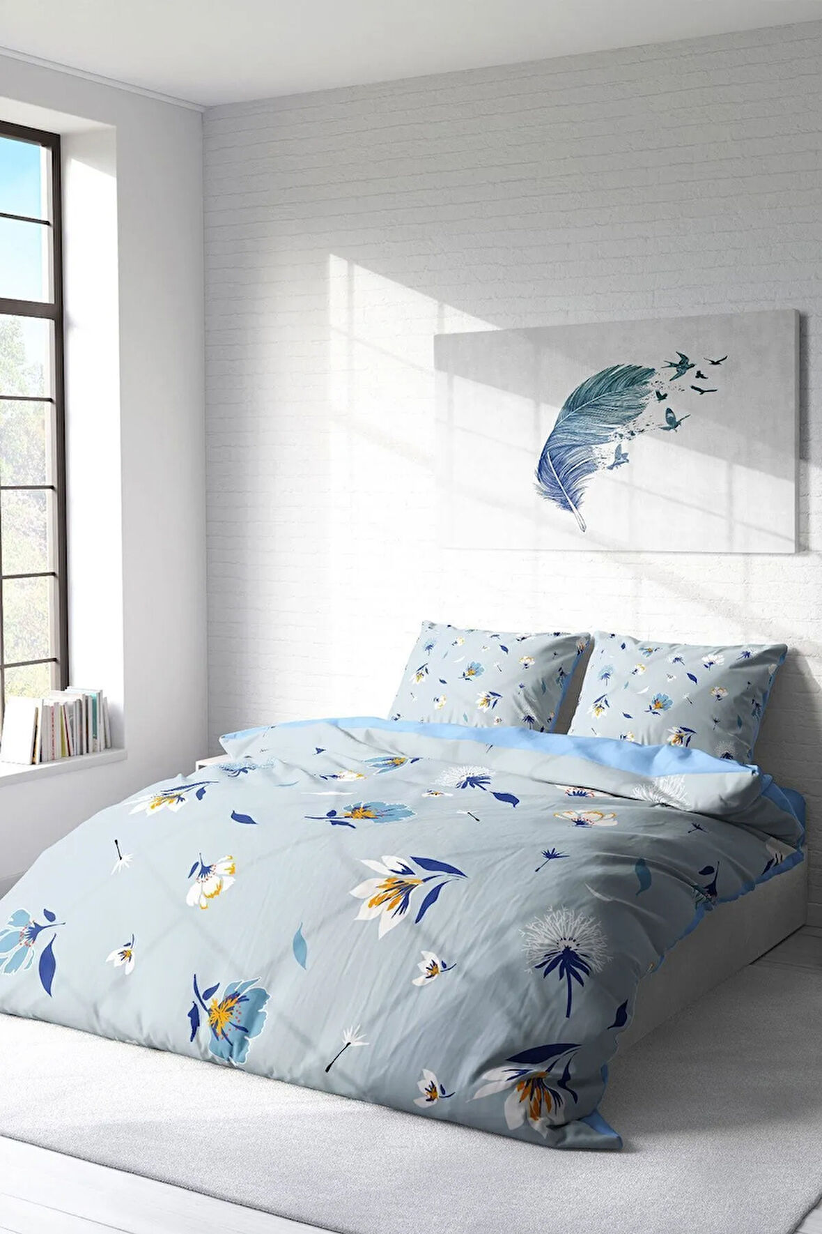 Nevresim Takımı %100 Doğal Pamuk Çift Kişilik 3d Digital Flower Dance