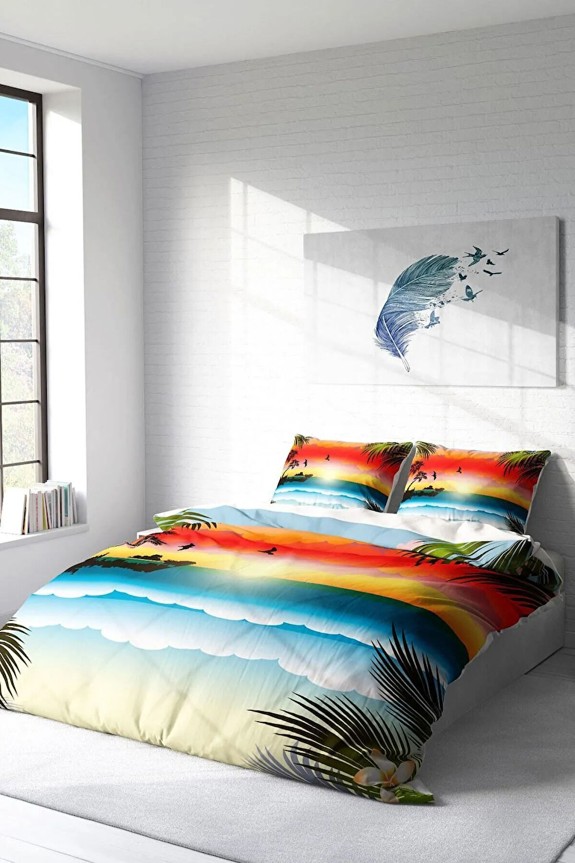 Nevresim Takımı %100 Doğal Pamuk Çift Kişilik 3d Digital Gün Batarken