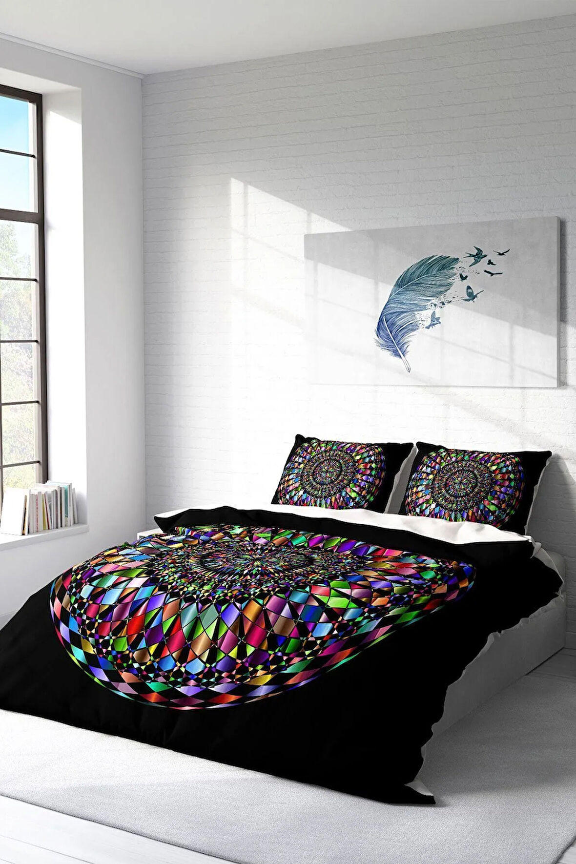 Nevresim Takımı %100 Doğal Pamuk Çift Kişilik 3d Digital Mandala 4