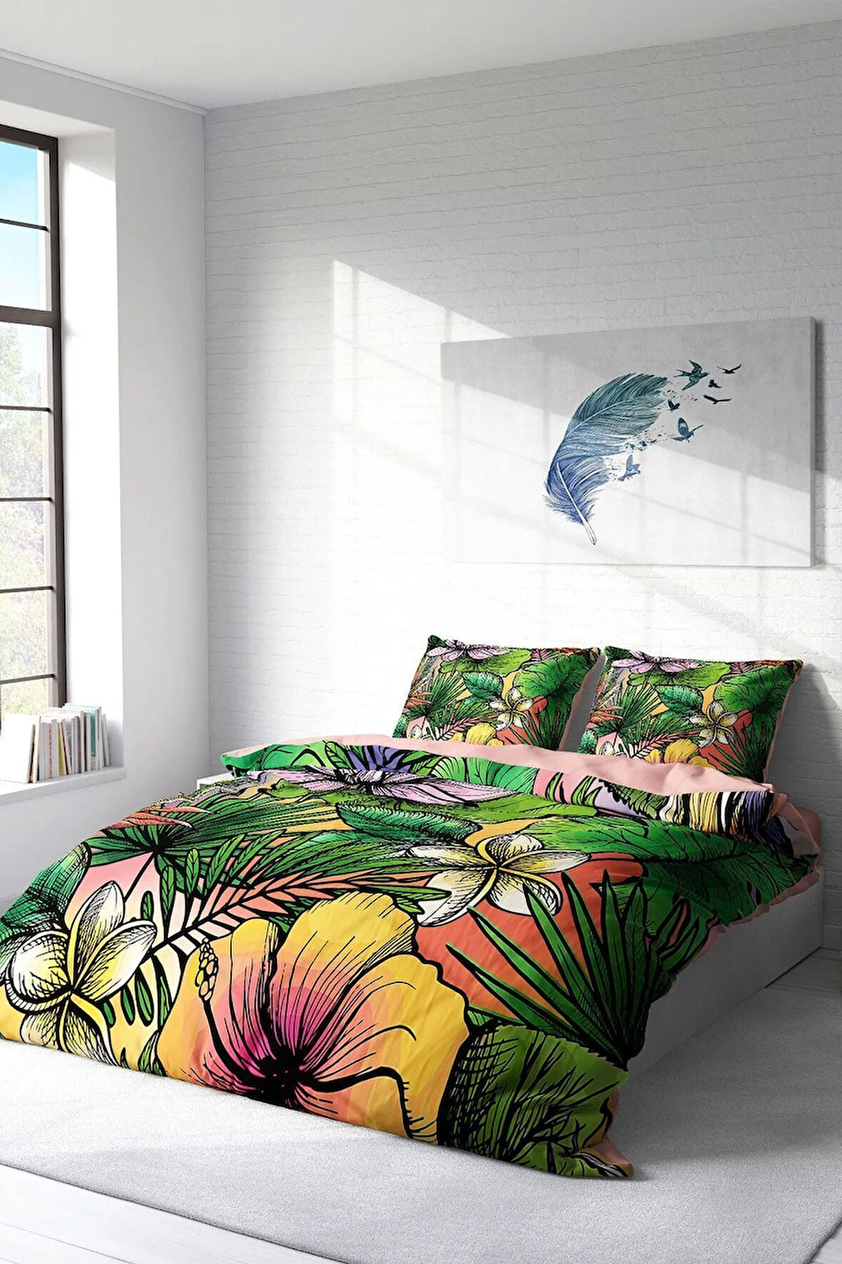 Nevresim Takımı %100 Doğal Pamuk Çift Kişilik 3d Digital Renkli Orman