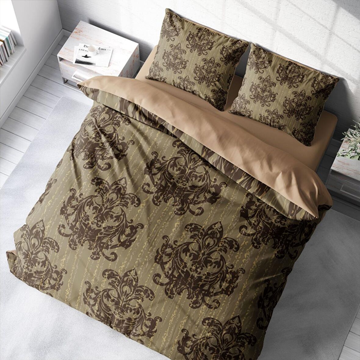 Monohome Harmony 3D Temalı Pamuk Saten Çift Kişilik Nevresim Takımı