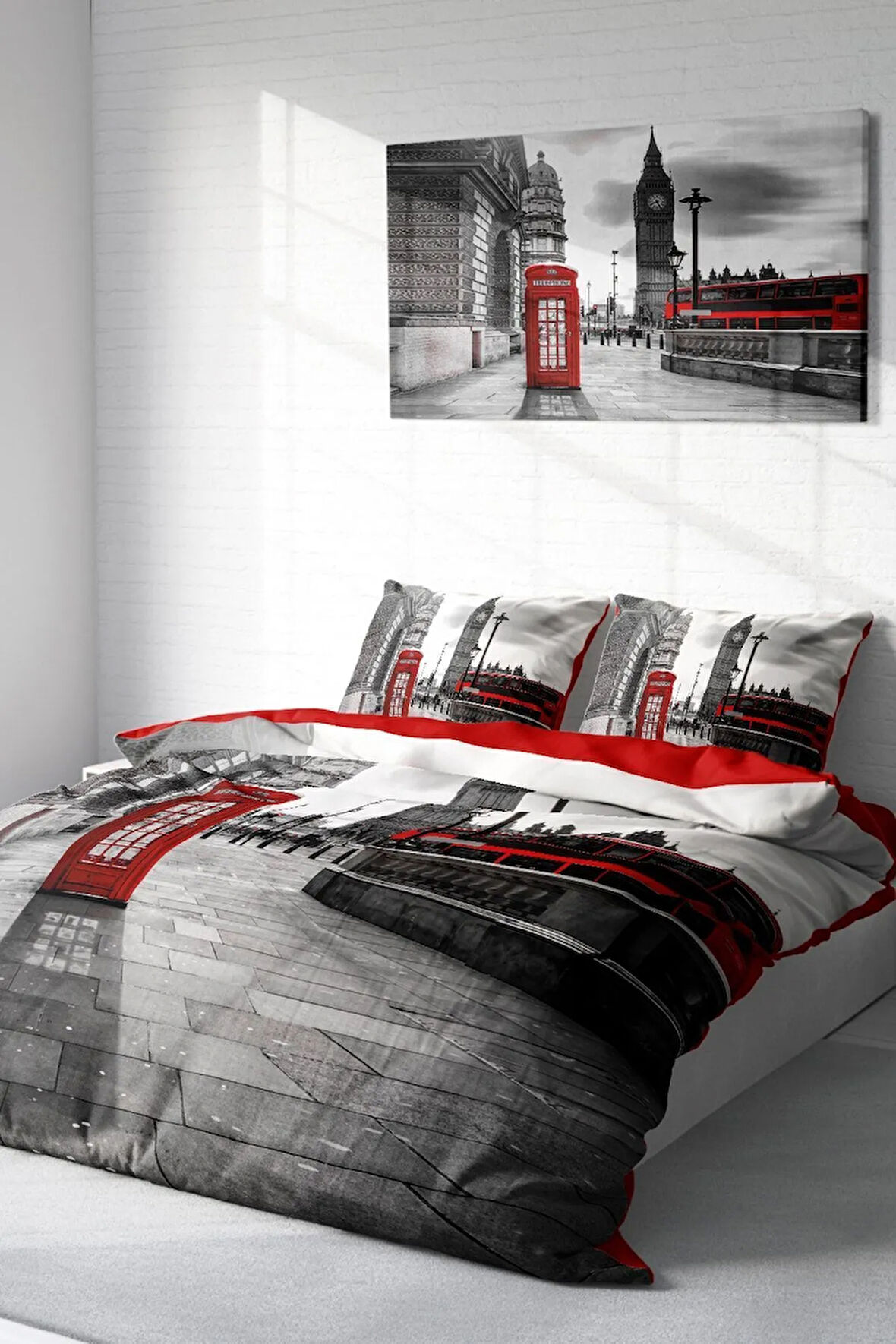 Nevresim Takımı %100 Doğal Pamuk Çift Kişilik 3d Digital London