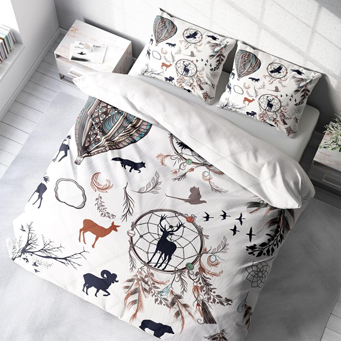 Monohome Calmness 3D Temalı Pamuk Saten Çift Kişilik Nevresim Takımı