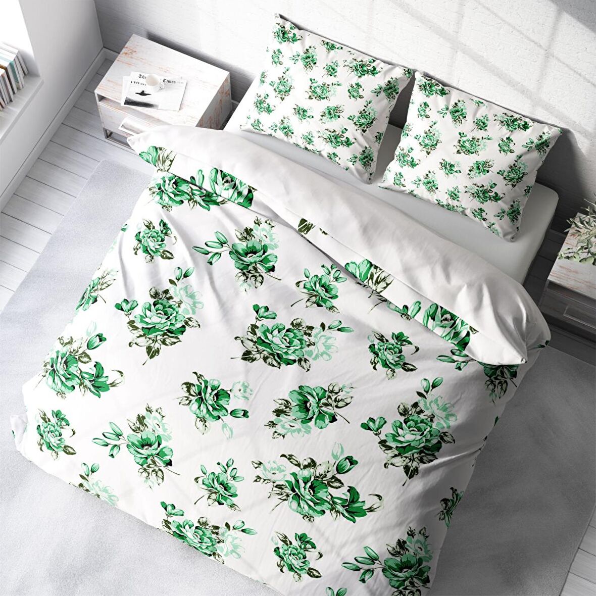 Monohome Bigarden 3D Temalı Pamuk Saten Çift Kişilik Nevresim Takımı