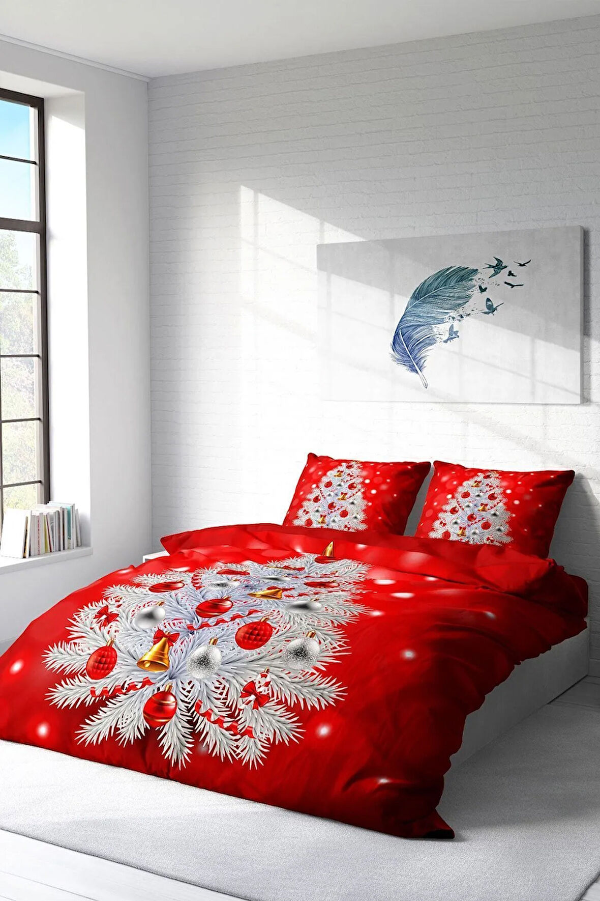 Nevresim Takımı %100 Doğal Pamuk Çift Kişilik 3d Digital Ny Pine