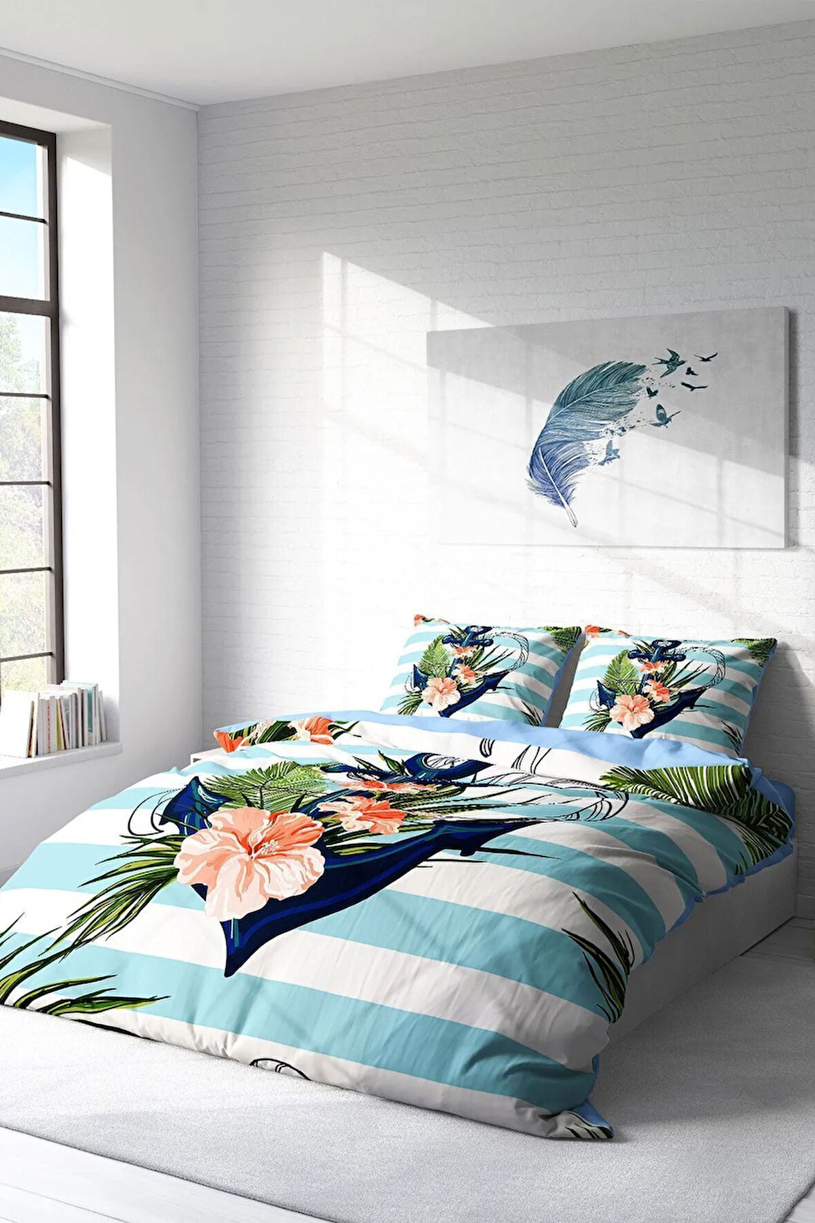 Nevresim Takımı %100 Doğal Pamuk Çift Kişilik 3d Digital Anchor