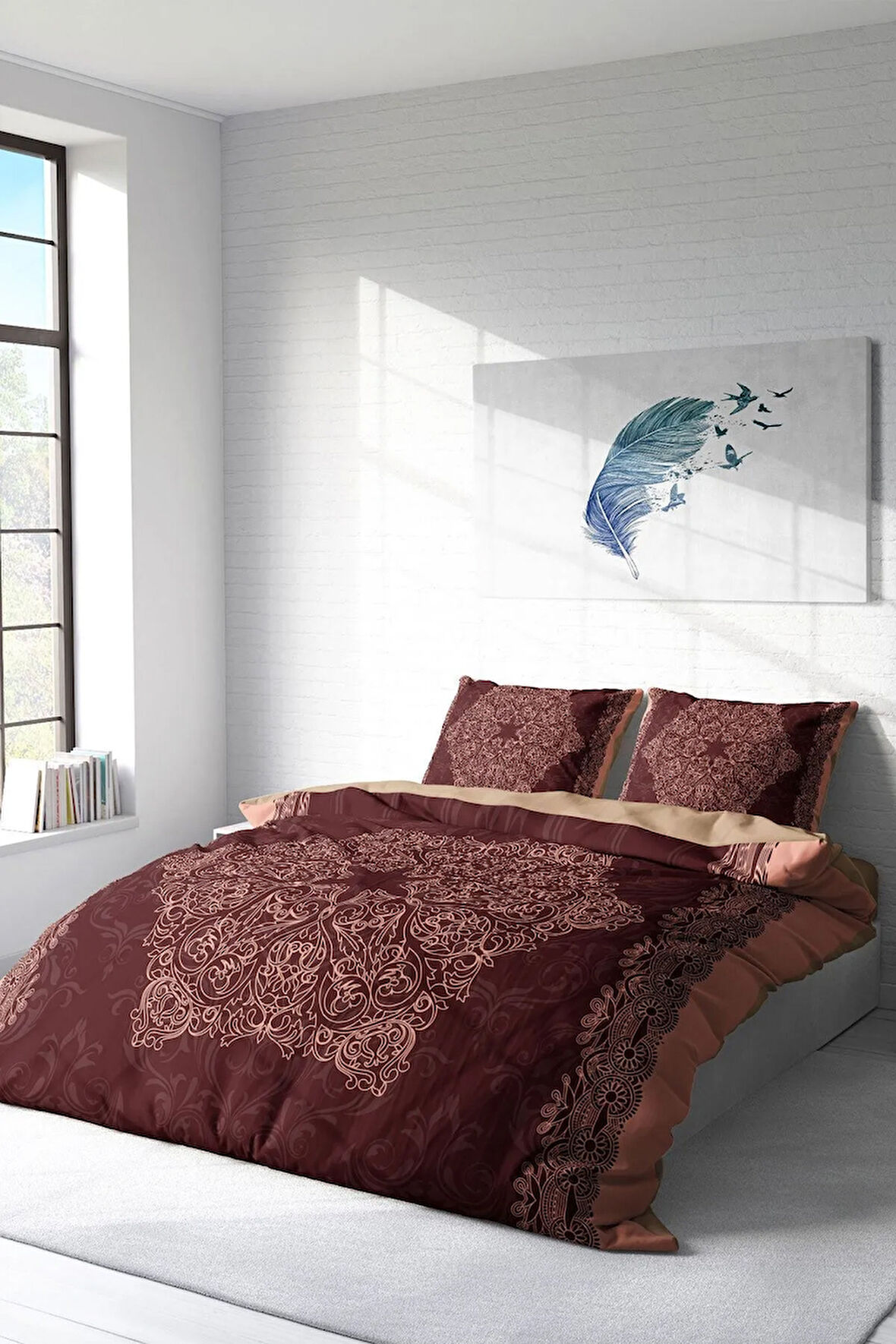 Nevresim Takımı %100 Doğal Pamuk Çift Kişilik 3d Digital Browny
