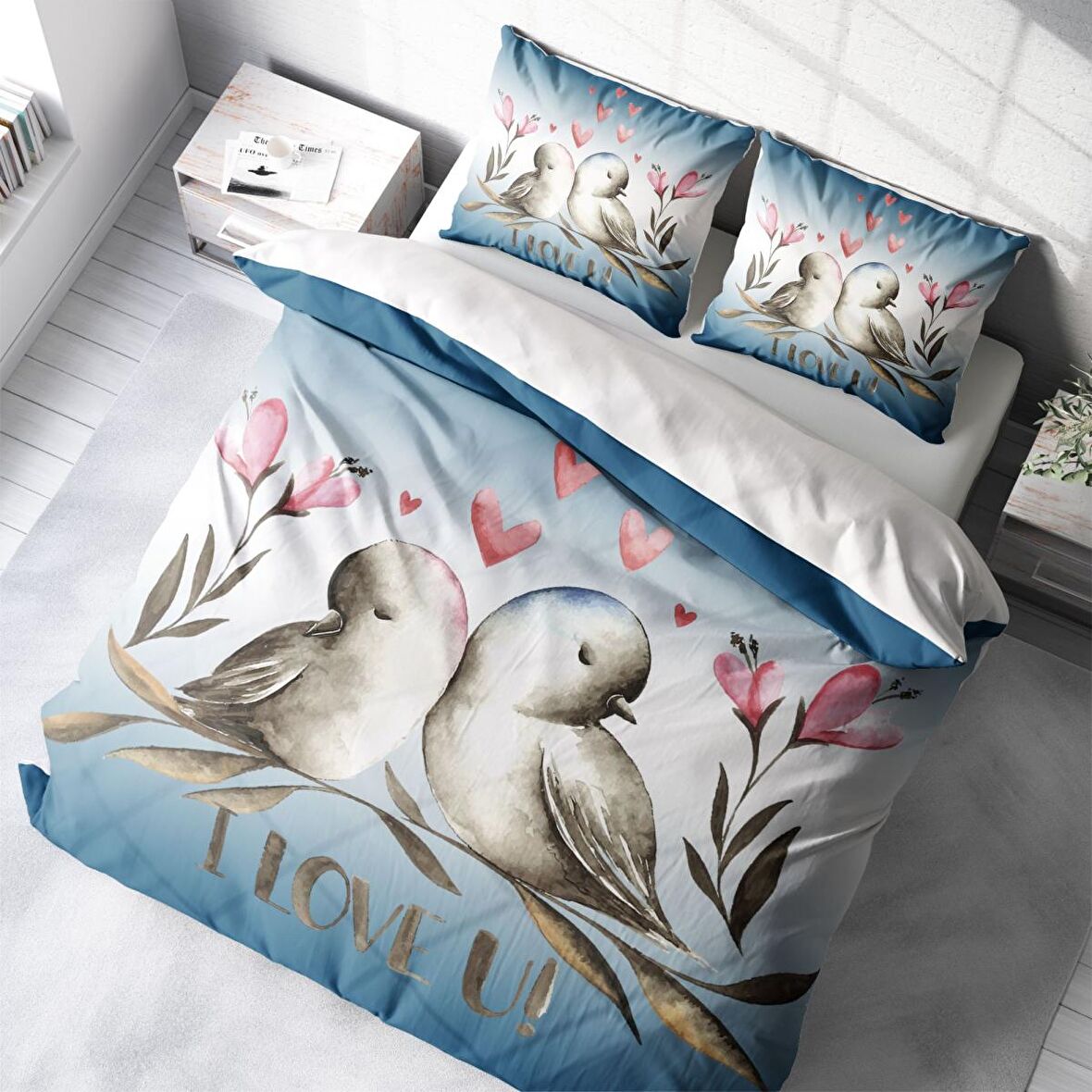 Monohome Hayvan Figürlü Pamuk Saten Çift Kişilik Nevresim Takımı