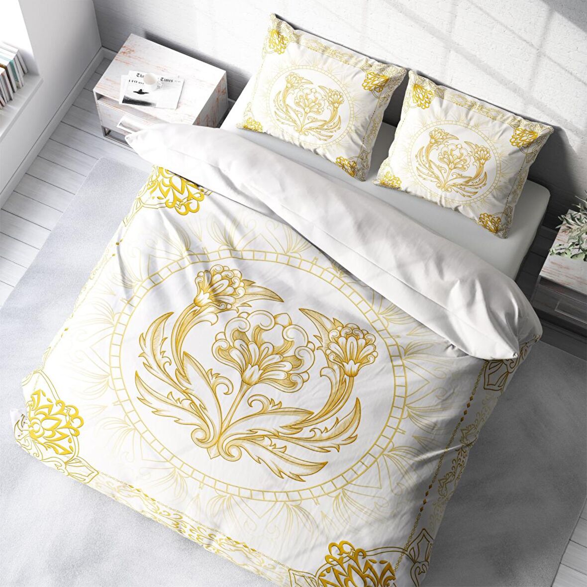 Monohome Osmanlı 1 3D Temalı Pamuk Saten Çift Kişilik Nevresim Takımı