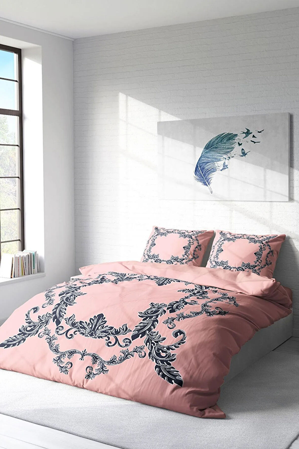Nevresim Takımı %100 Doğal Pamuk Çift Kişilik 3d Digital Pink Baraque