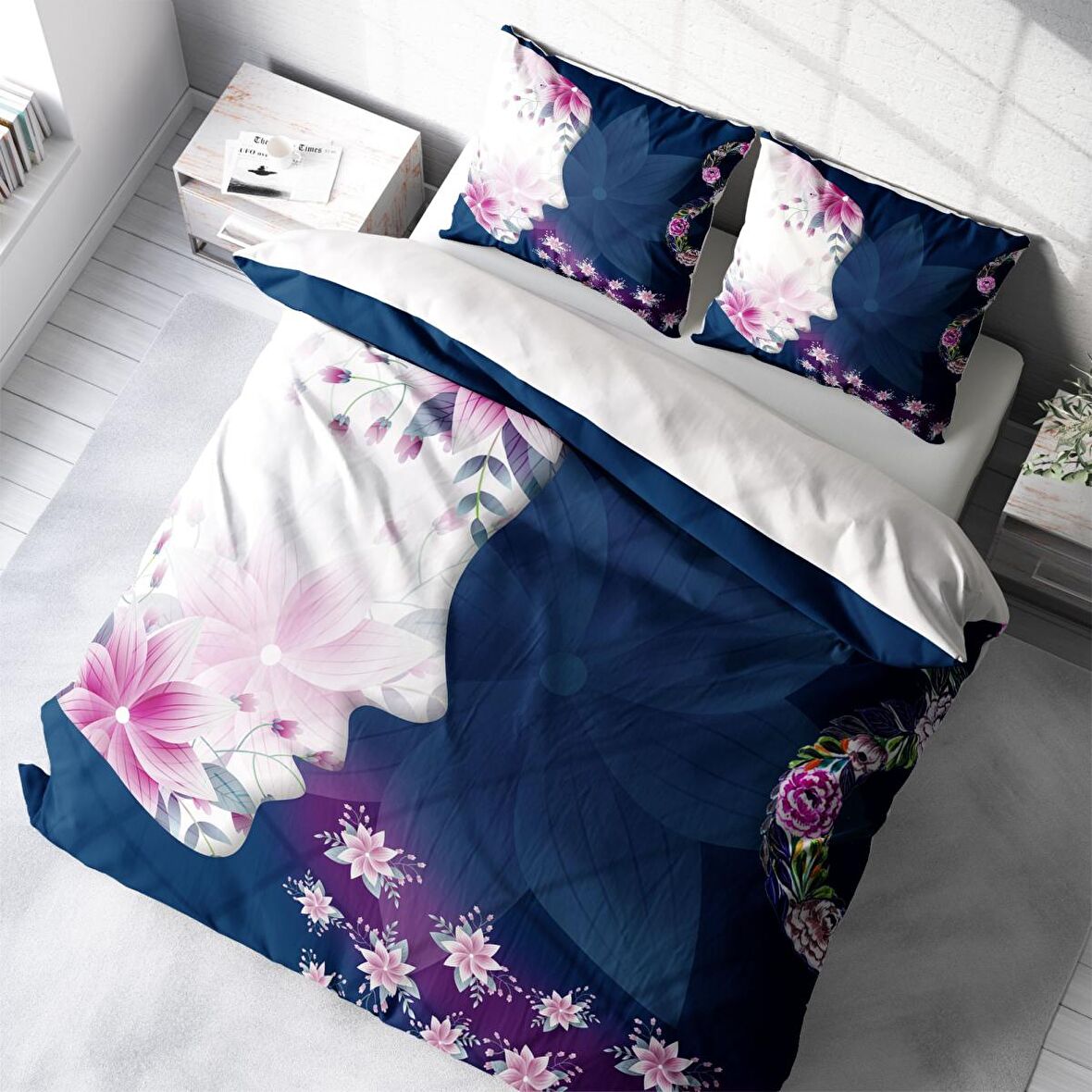 Monohome Woman Day 3D Temalı Pamuk Saten Çift Kişilik Nevresim Takımı