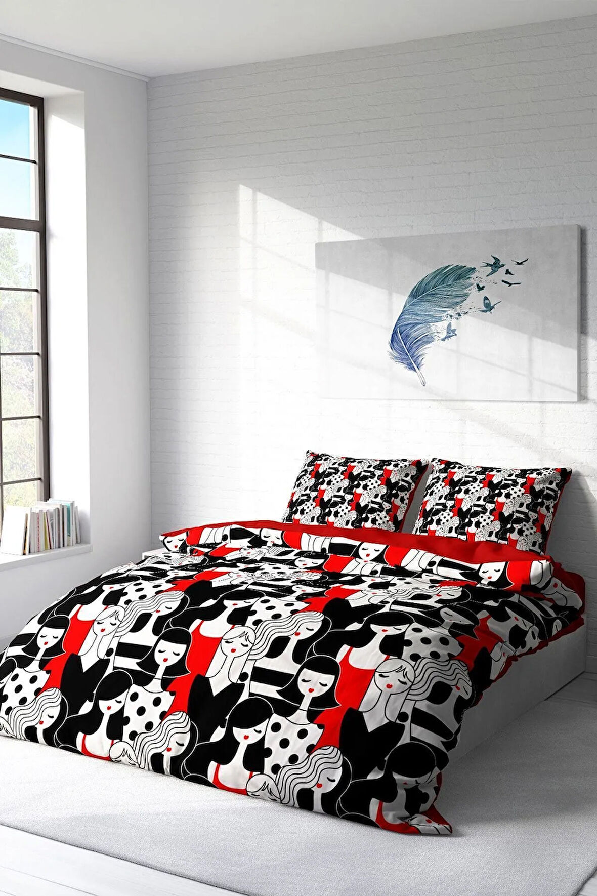Nevresim Takımı %100 Doğal Pamuk Çift Kişilik 3d Digital Womans Pattern