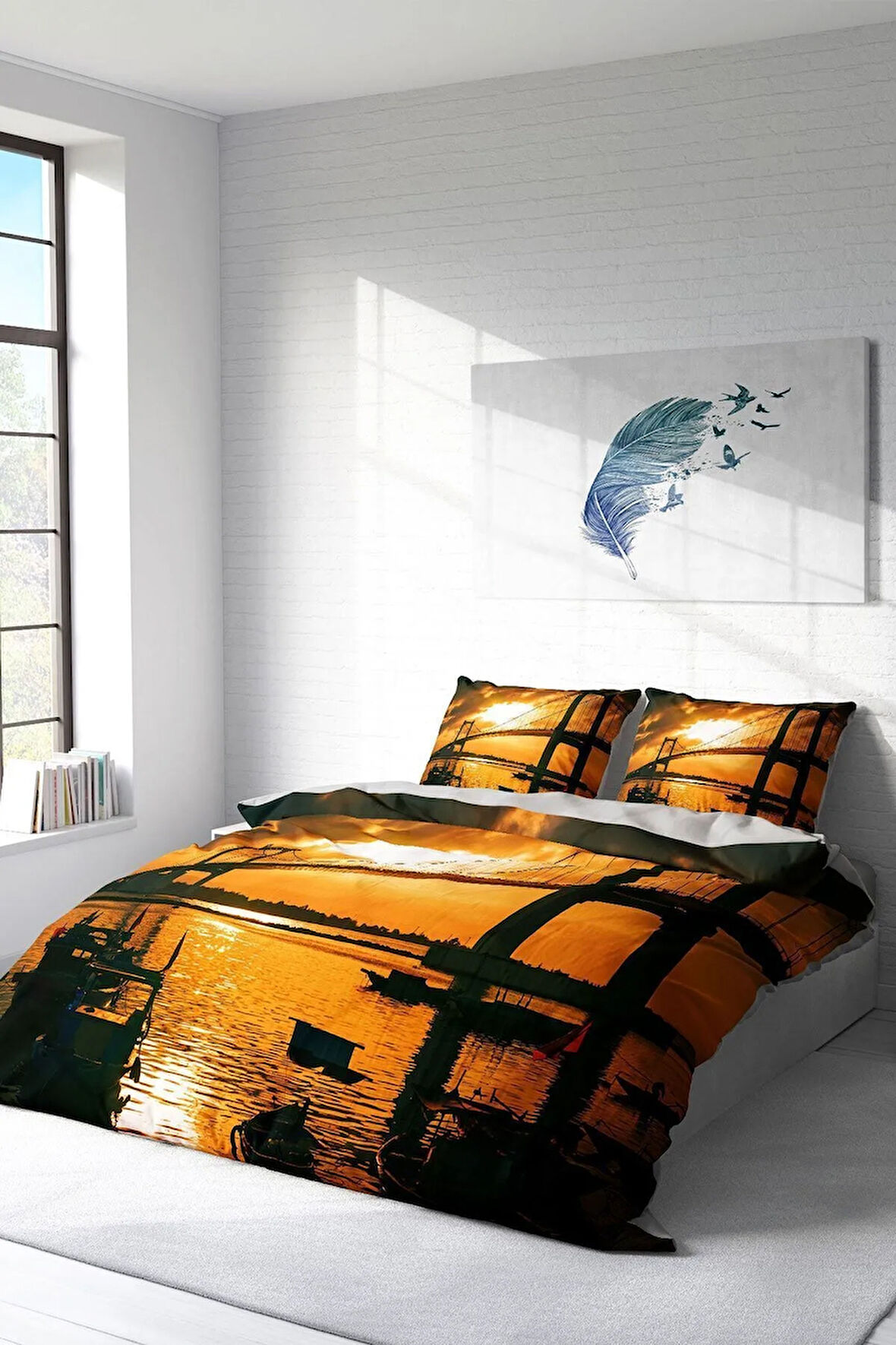 Nevresim Takımı %100 Doğal Pamuk Çift Kişilik 3d Digital Bridge