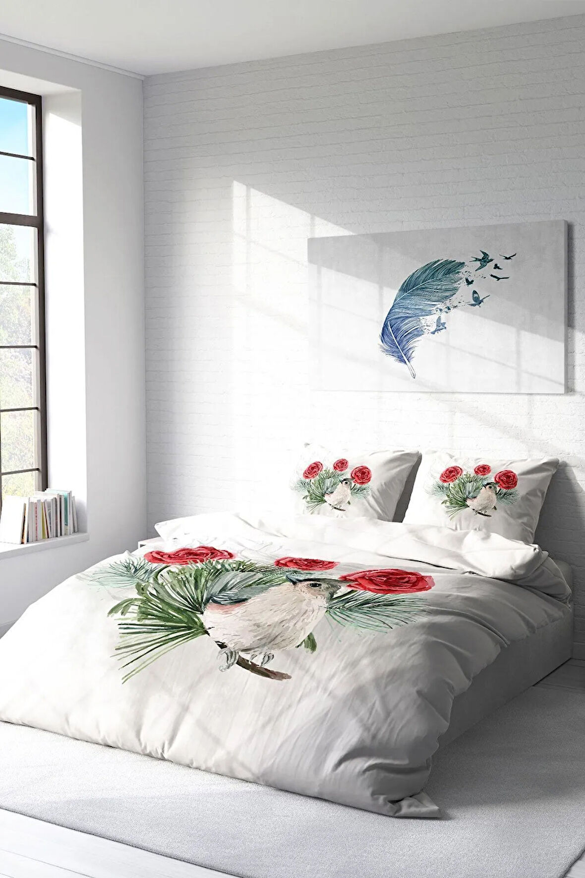 Nevresim Takımı %100 Doğal Pamuk Çift Kişilik 3d Digital Big Birdy