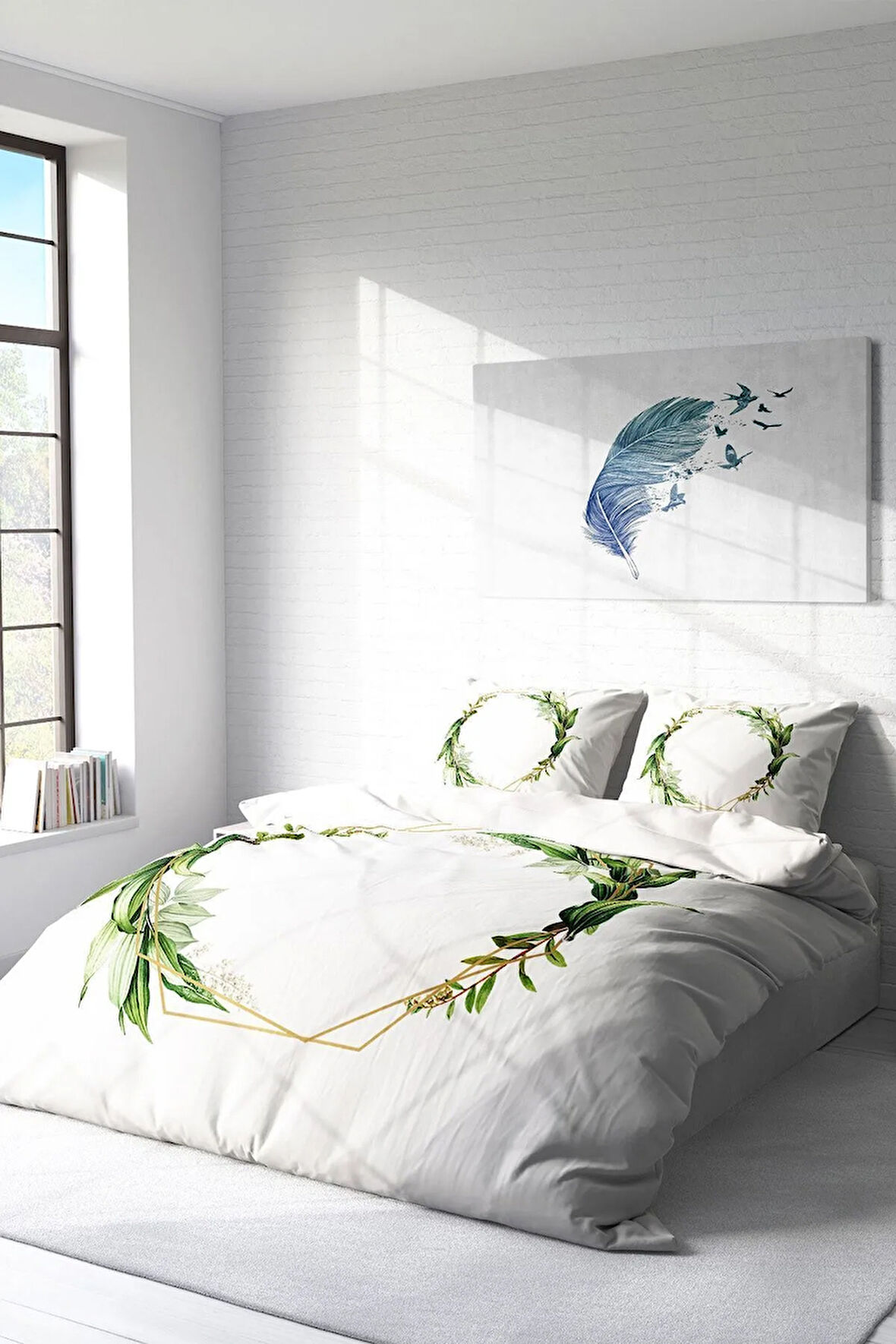 Nevresim Takımı %100 Doğal Pamuk Çift Kişilik 3d Digital Sarmaşık