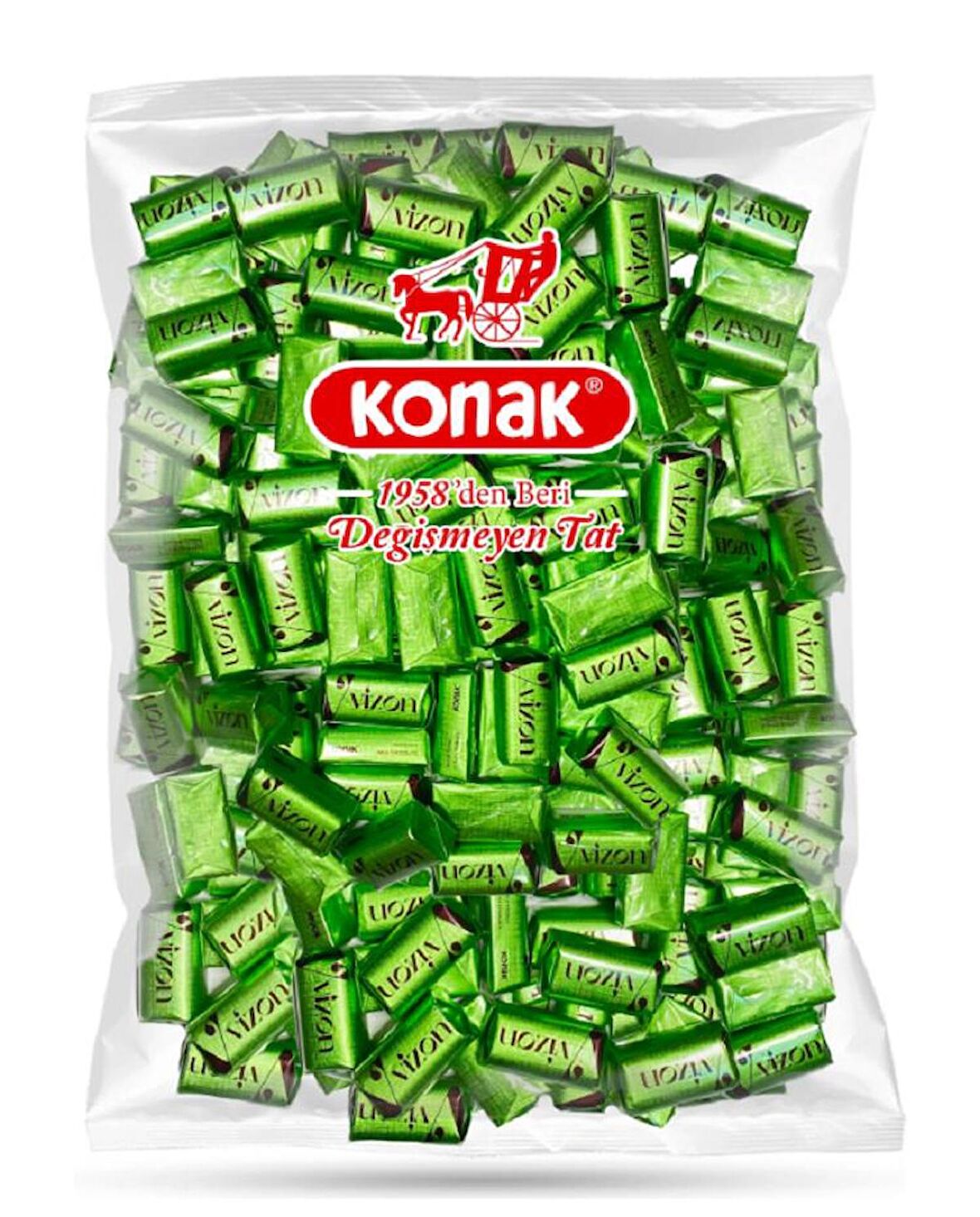 Konak Vizon Antep Fıstığı Parçacıklı Krema Dolgulu Sütlü Çikolata (1000 Gr)