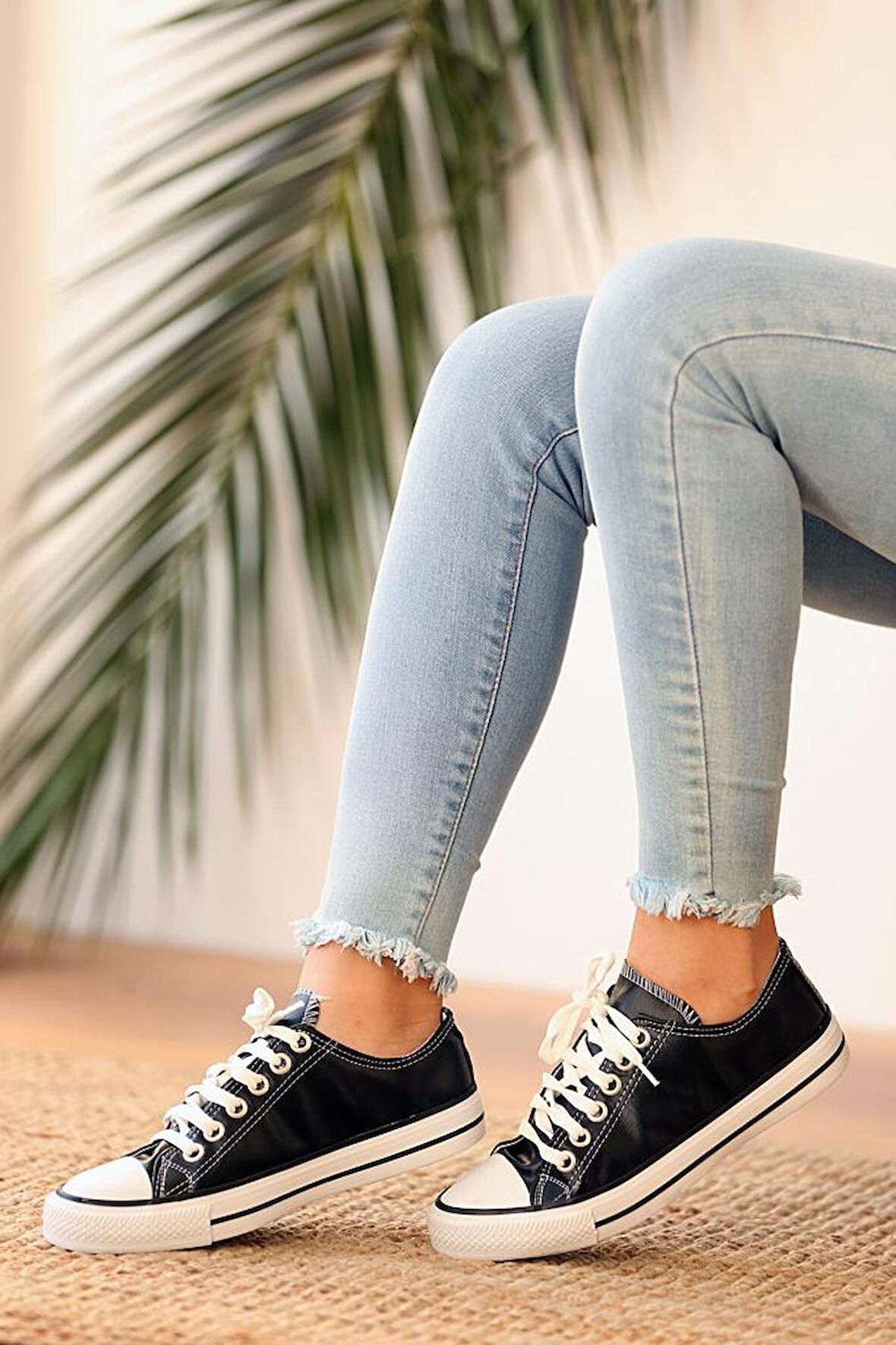 Pembe Potin All Star Kadın Ayakkabı A3232-20Siyah Cilt