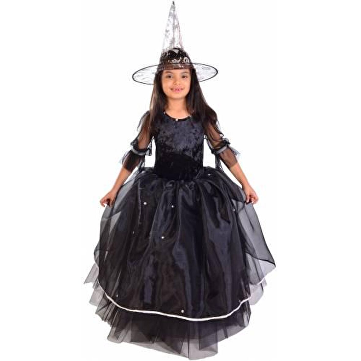 Cadı Çocuk Kostümü Tarlatanlı - Cadılar Bayramı Kostümü - Halloween Cadı Kostümleri Parti Eğlence