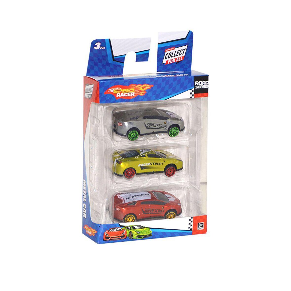 TOY-23 Toysan, 3'Lü Speed Racer Metal Araba Seti