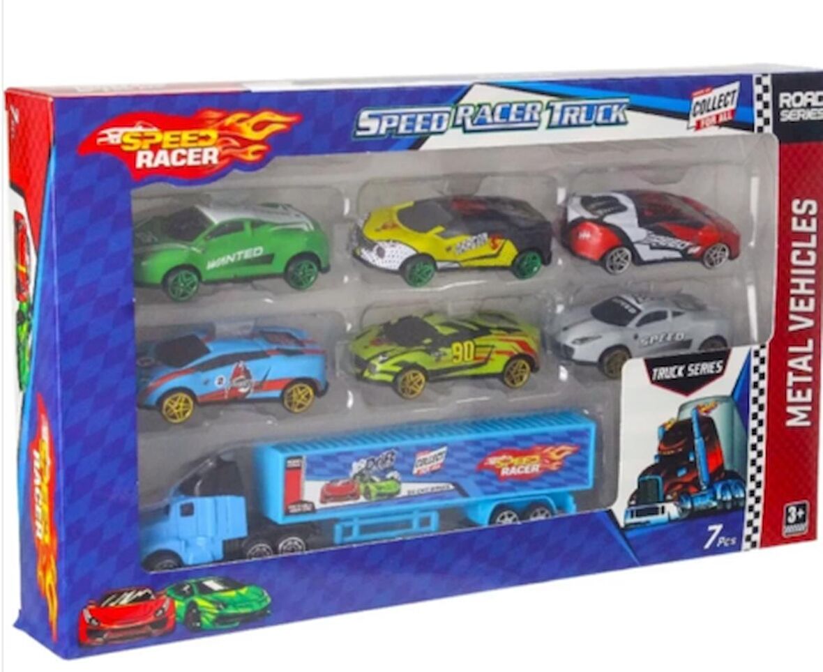 Toysan TOY-40 7'li Speed Racer Metal Araba Oyuncak