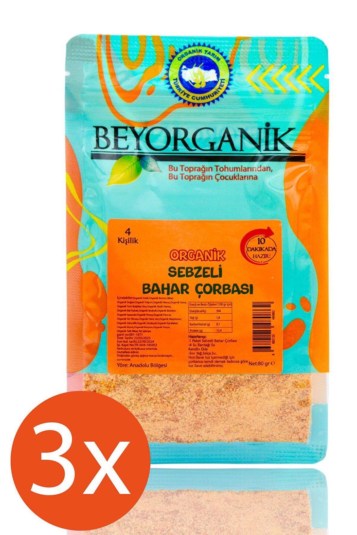 Organik SEBZELİ BAHAR ÇORBASI 80gr * (10 DK HAZIR ) 3adet