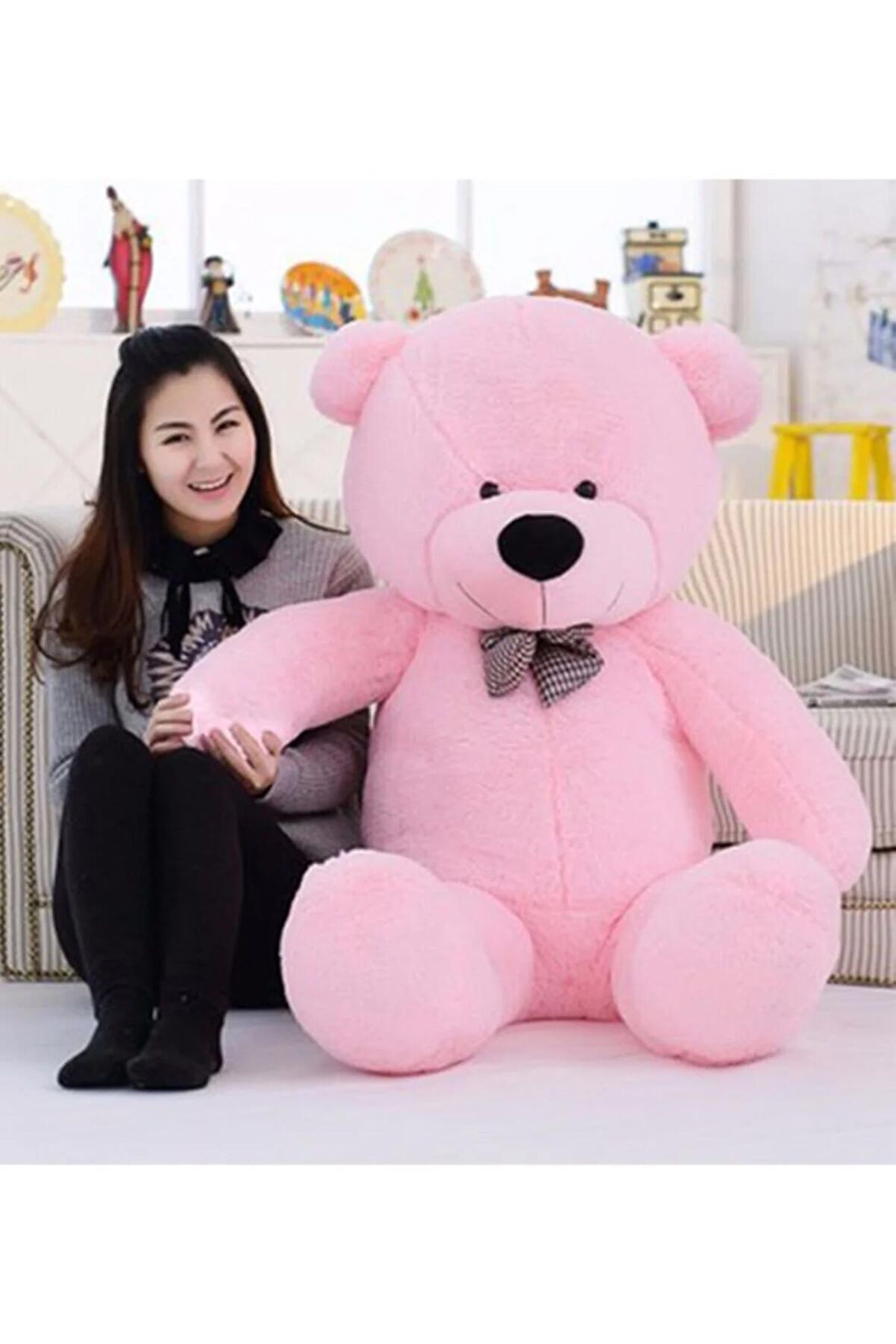 160 Cm Papyonlu Büyük Ayıcık (%100 Yerli)pembe